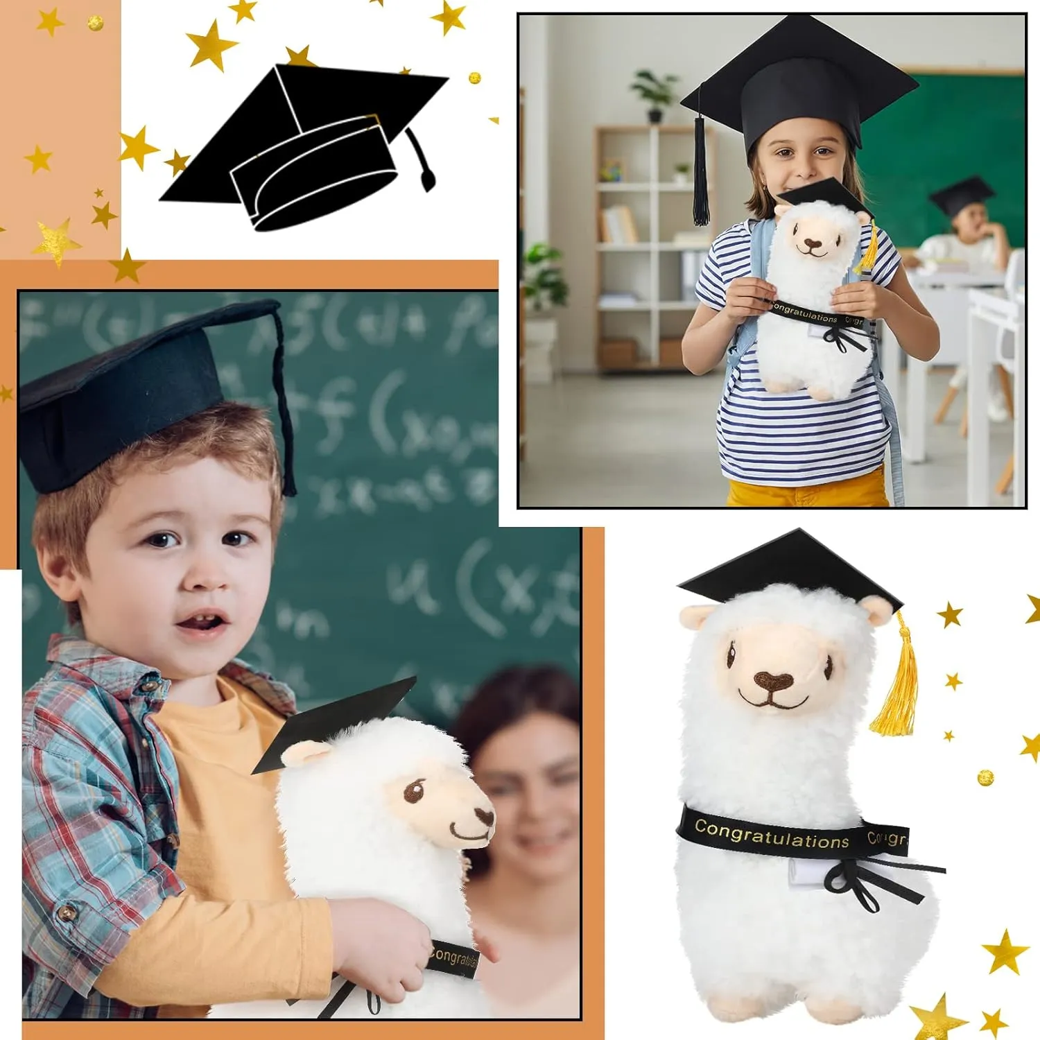 Lenwen Graduation Llama Plush Stuffed Animal Toy for Kids Stuffed Llama with Graduation Cap Diploma Sash for Class of 2025 Congrats Grad Party Gift Decor