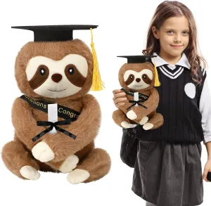 Lenwen Graduation Sloth Plush Stuffed Animal Toy for Kids Stuffed Sloth with Graduation Cap Diploma Sash for Class of 2025 Congrats Grad Party Gift Decor