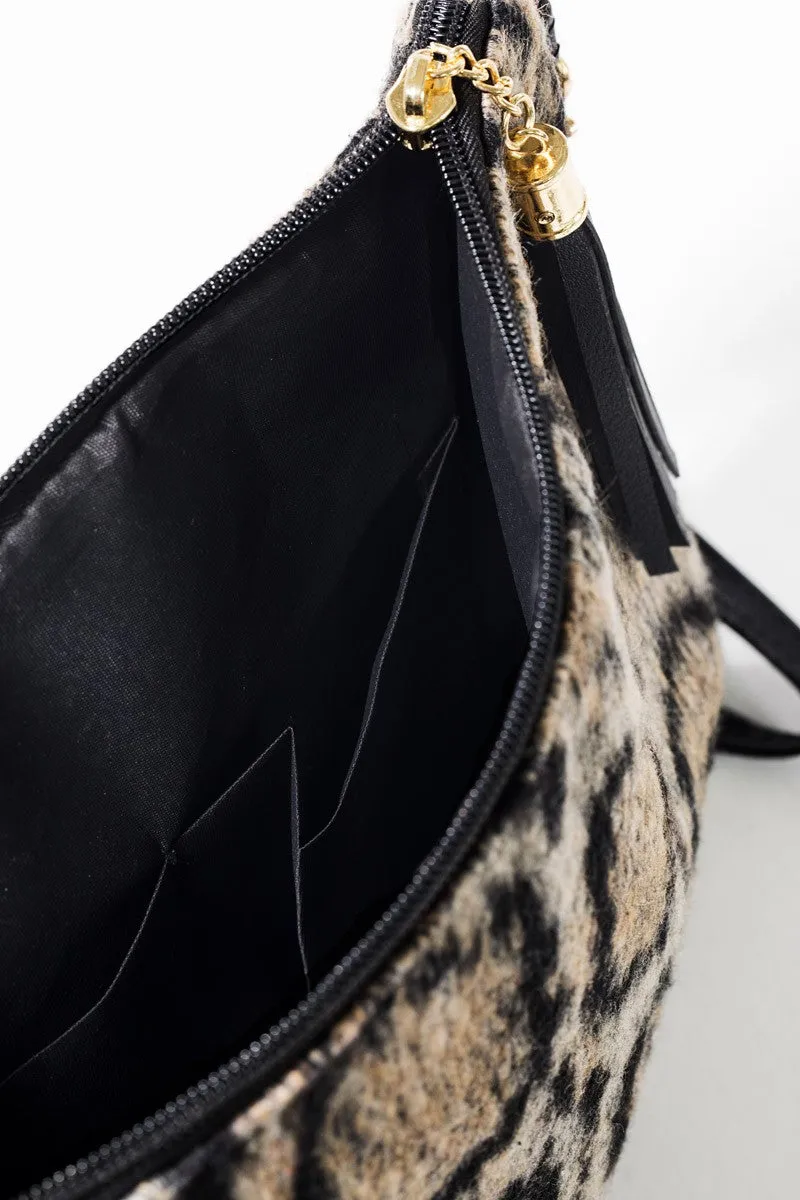 Leopard Print Fuzzy Crossbody