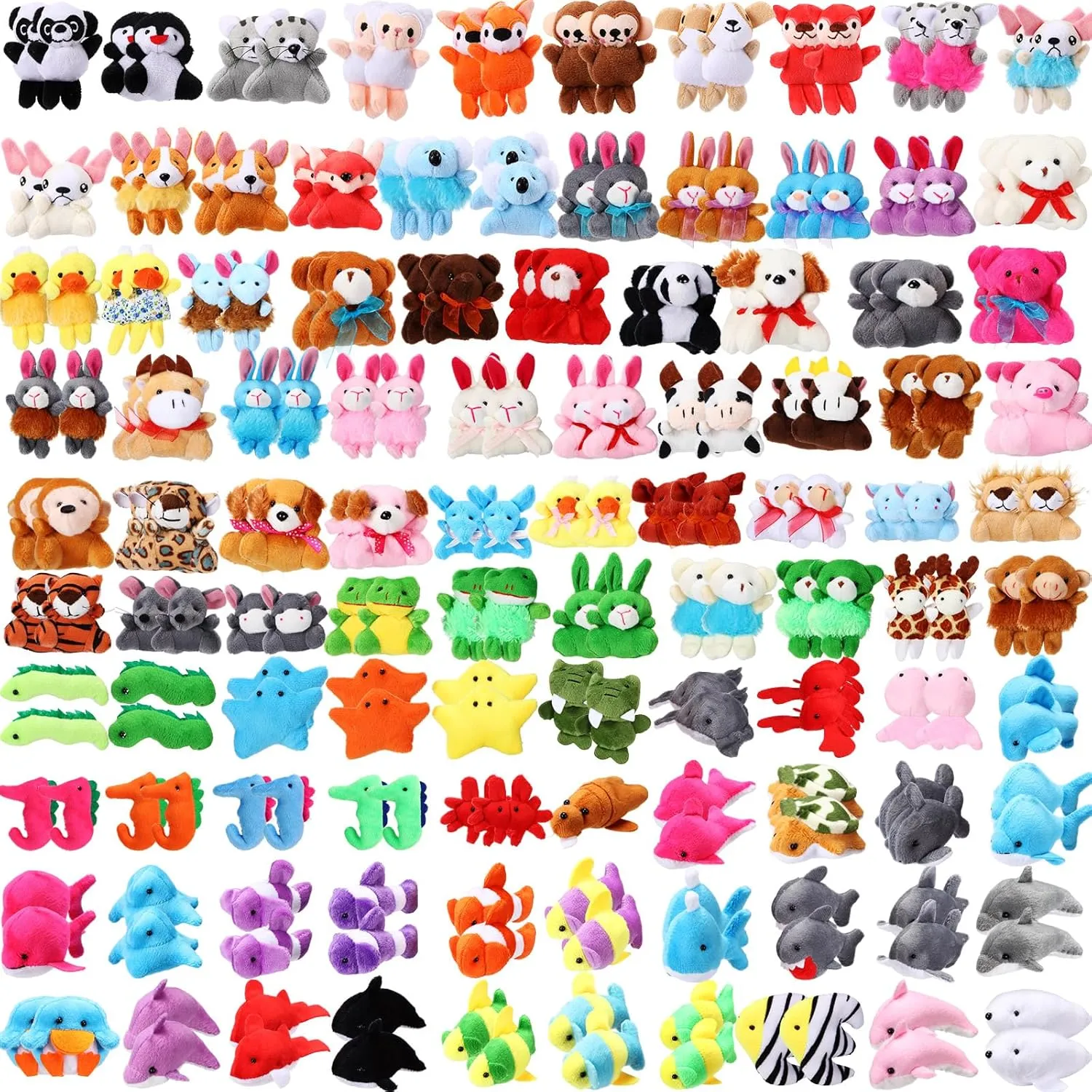 Leyndo 200 Pcs Mini Stuffed Animals Bulk Small Stuffed Animals Keychain Back to School Gifts Tiny Plush Toys for Classroom Rewards Carnival Prizes Birthday Party Favors(Cute)