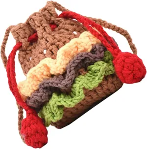 LIFKOME Unique Headphones Crochet Bag Small Crossbody Drawstring Lipstick Pouch