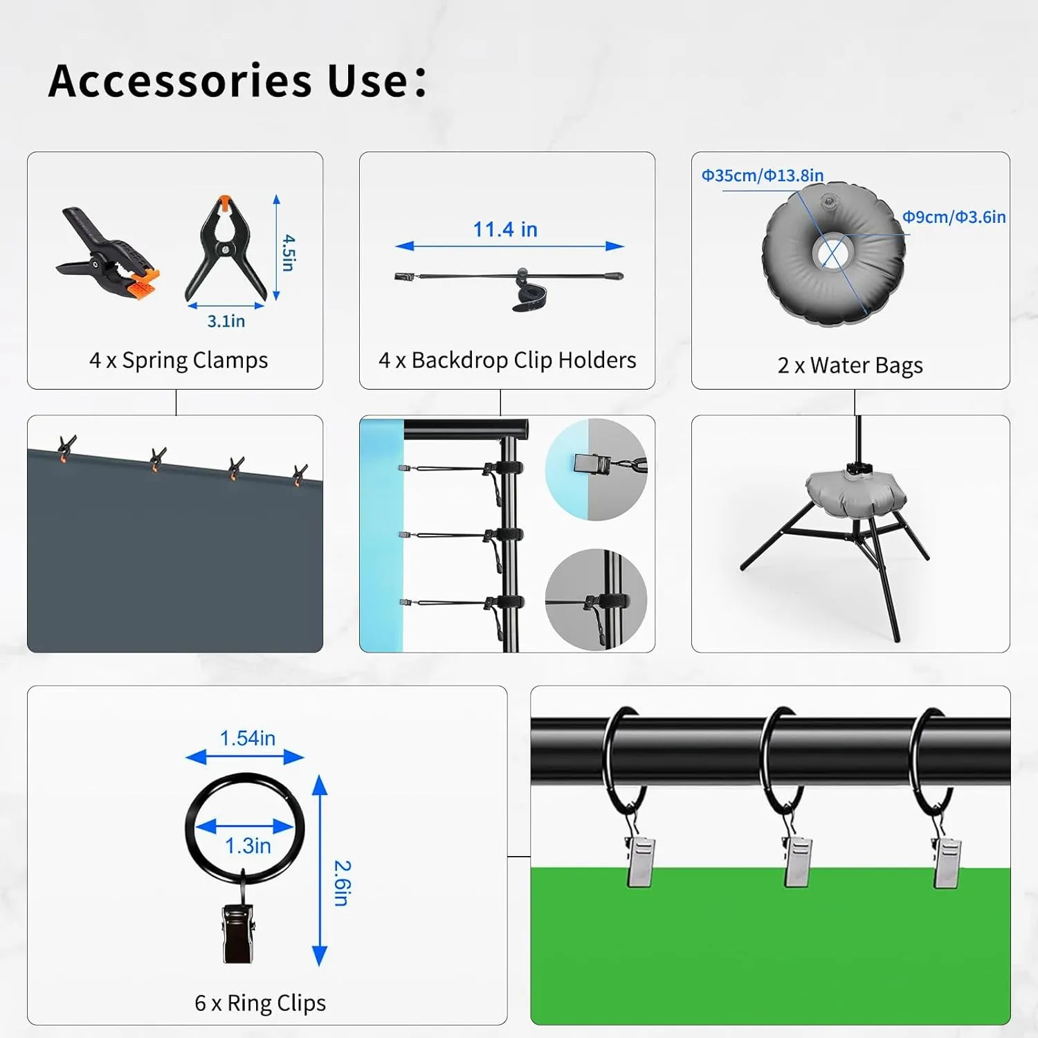 Lightdow 10x9ft Retractable Backdrop Stand Kit - Photo Studio Background Support with 2 Tripods, 6 Clips, 2 Crossbars, 4 Clamps, Water Bags, Carry Bag - Perfect for Photography, Events, Decor