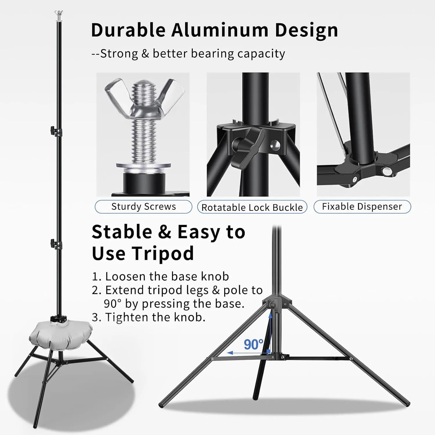 Lightdow 10x9ft Retractable Backdrop Stand Kit - Photo Studio Background Support with 2 Tripods, 6 Clips, 2 Crossbars, 4 Clamps, Water Bags, Carry Bag - Perfect for Photography, Events, Decor
