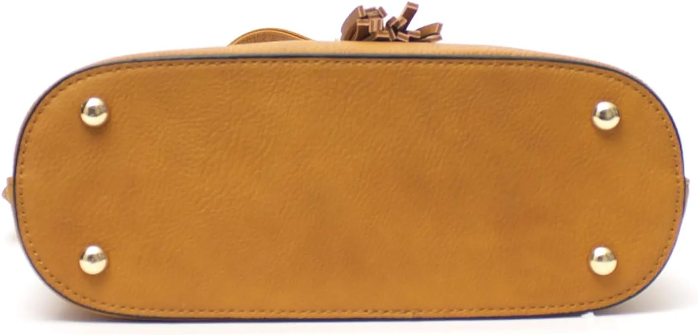 Lightweight Medium Dome Crossbody Bag with Tassel Zipper Pocket Adjustable Strap