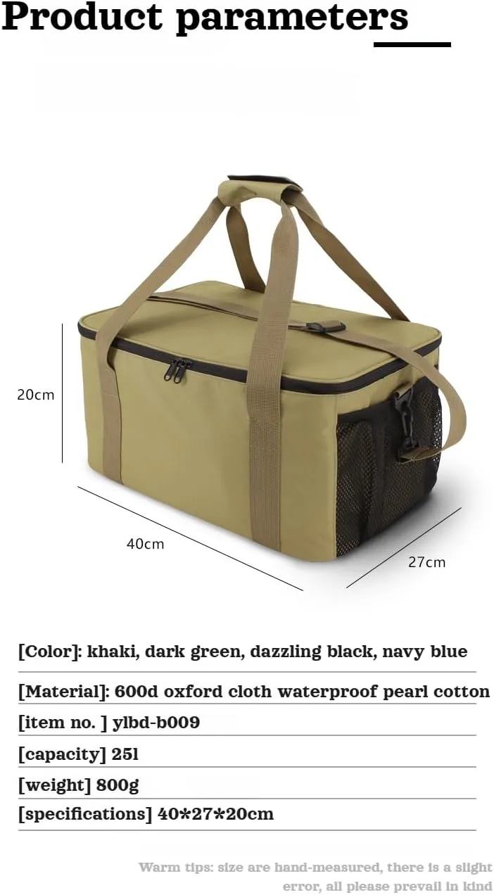 lilaBelle]【Heavy-Duty Camping Gear Organizer 40L Waterproof Storage Bag with Removable Dividers, Portable Cooking Utensil for Saudi Outdoor BBQ Fishing Trip