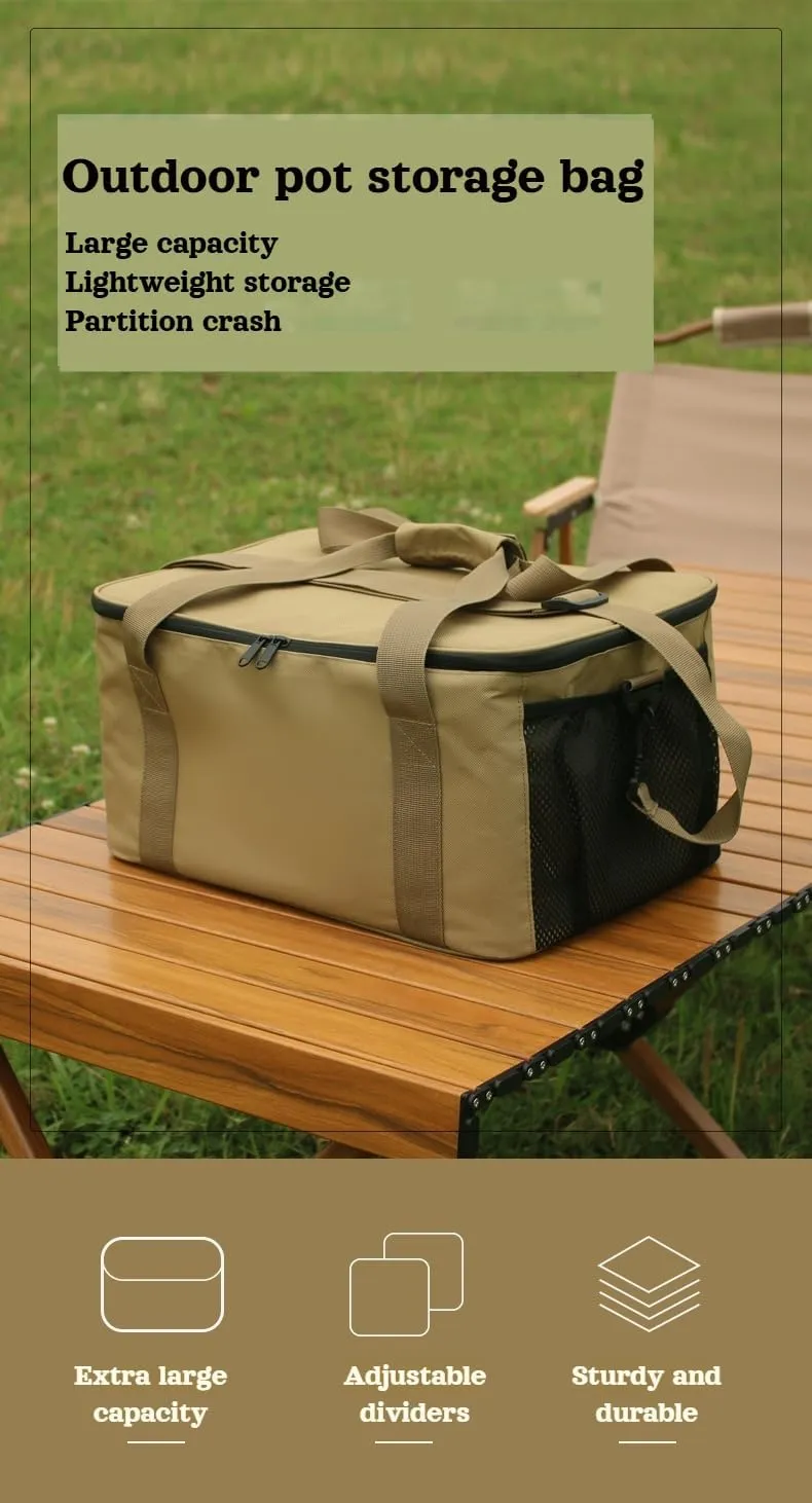 lilaBelle]【Heavy-Duty Camping Gear Organizer 40L Waterproof Storage Bag with Removable Dividers, Portable Cooking Utensil for Saudi Outdoor BBQ Fishing Trip