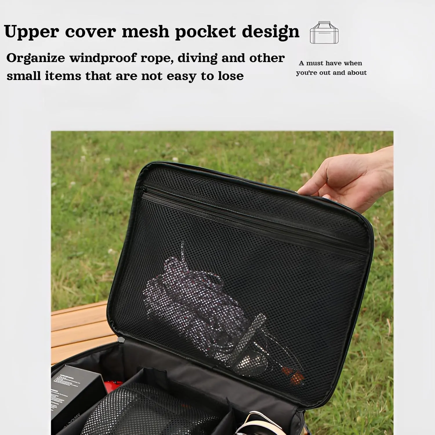 lilaBelle]【Heavy-Duty Camping Gear Organizer 40L Waterproof Storage Bag with Removable Dividers, Portable Cooking Utensil for Saudi Outdoor BBQ Fishing Trip