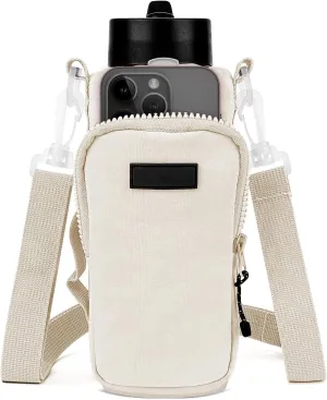 Linkidea Water Bottle Carrier with Strap Compatible with YETI Rambler Bottle 18oz/26oz, Owala FreeSip 24oz/32oz, Hydroflask, Waterbottle Sling Bag Holder, Shoulder Strap with Phone Pocket