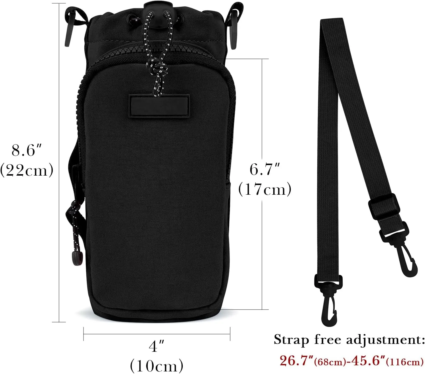 Linkidea Water Bottle Carrier with Strap Compatible with YETI Rambler Bottle 18oz/26oz, Owala FreeSip 24oz/32oz, Hydroflask, Waterbottle Sling Bag Holder, Shoulder Strap with Phone Pocket