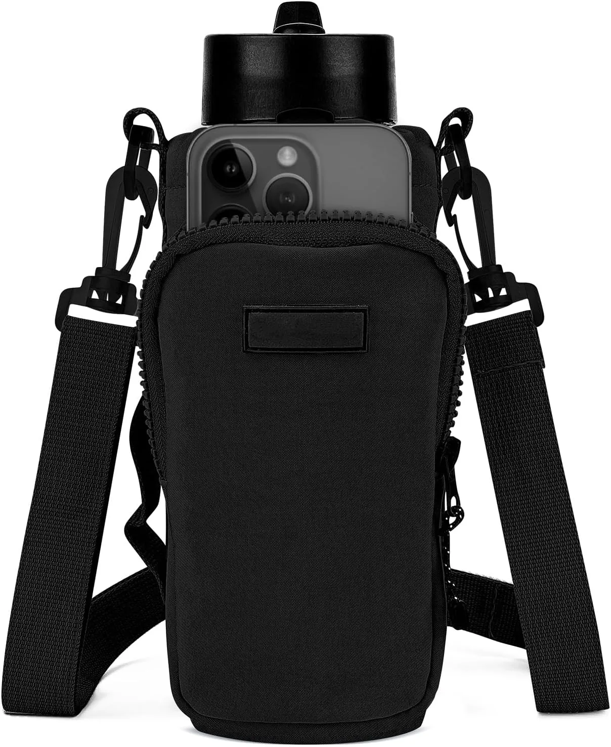 Linkidea Water Bottle Carrier with Strap Compatible with YETI Rambler Bottle 18oz/26oz, Owala FreeSip 24oz/32oz, Hydroflask, Waterbottle Sling Bag Holder, Shoulder Strap with Phone Pocket