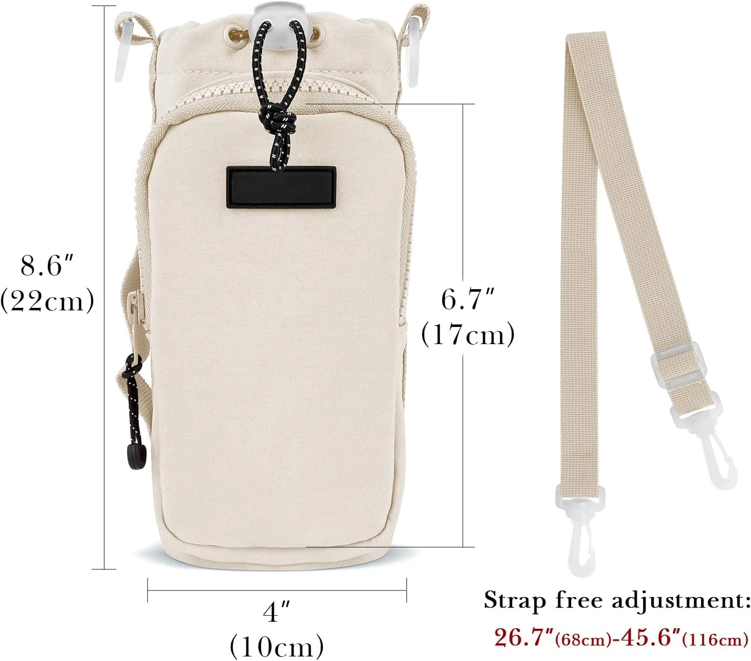 Linkidea Water Bottle Carrier with Strap Compatible with YETI Rambler Bottle 18oz/26oz, Owala FreeSip 24oz/32oz, Hydroflask, Waterbottle Sling Bag Holder, Shoulder Strap with Phone Pocket