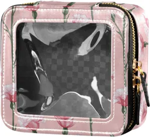 linqin Peach Carnation Blush Clear Makeup Organizer Bag Travel Toiletry Bag Makeup Bag Organizer for Women