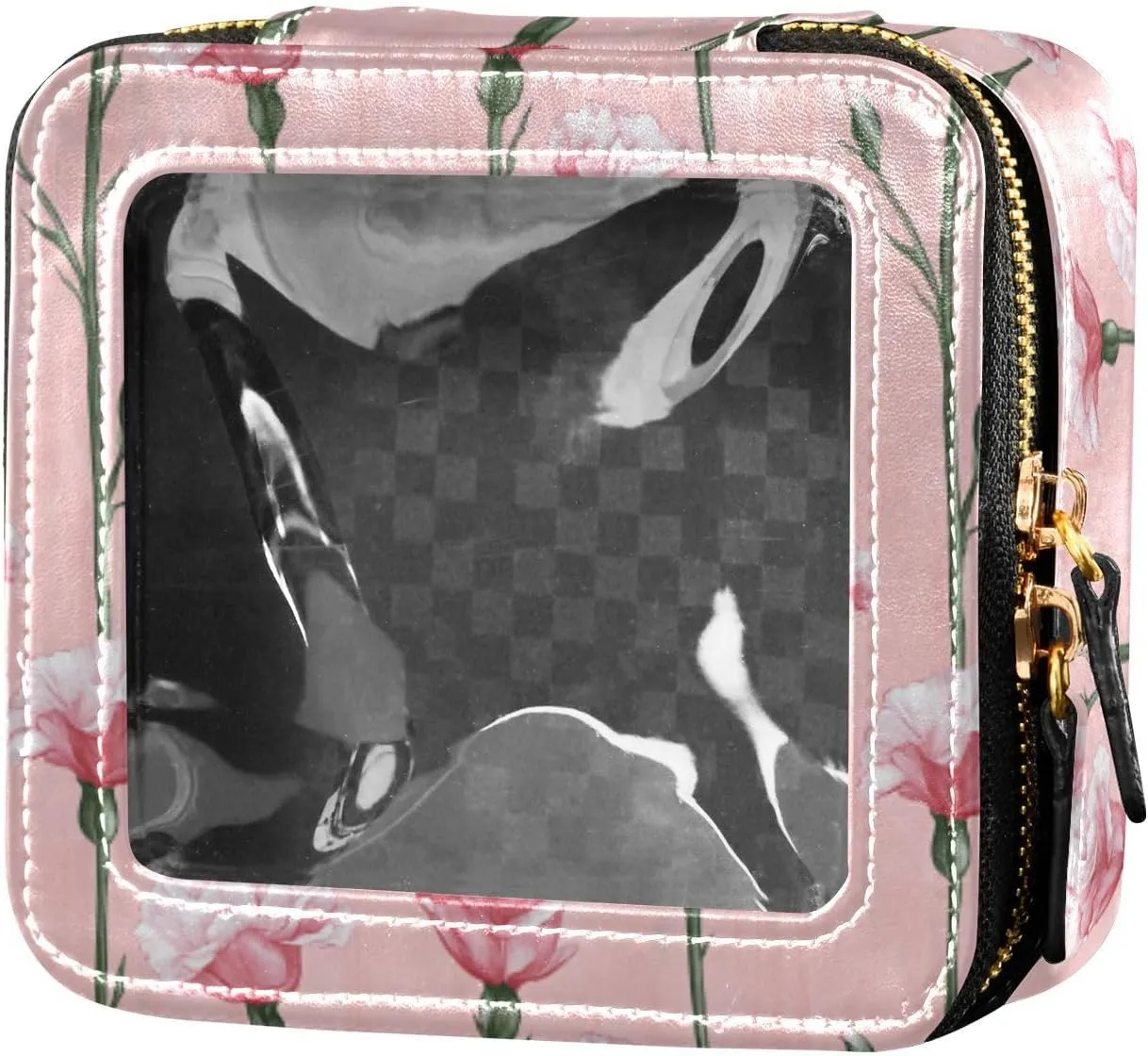 linqin Peach Carnation Blush Clear Makeup Organizer Bag Travel Toiletry Bag Makeup Bag Organizer for Women