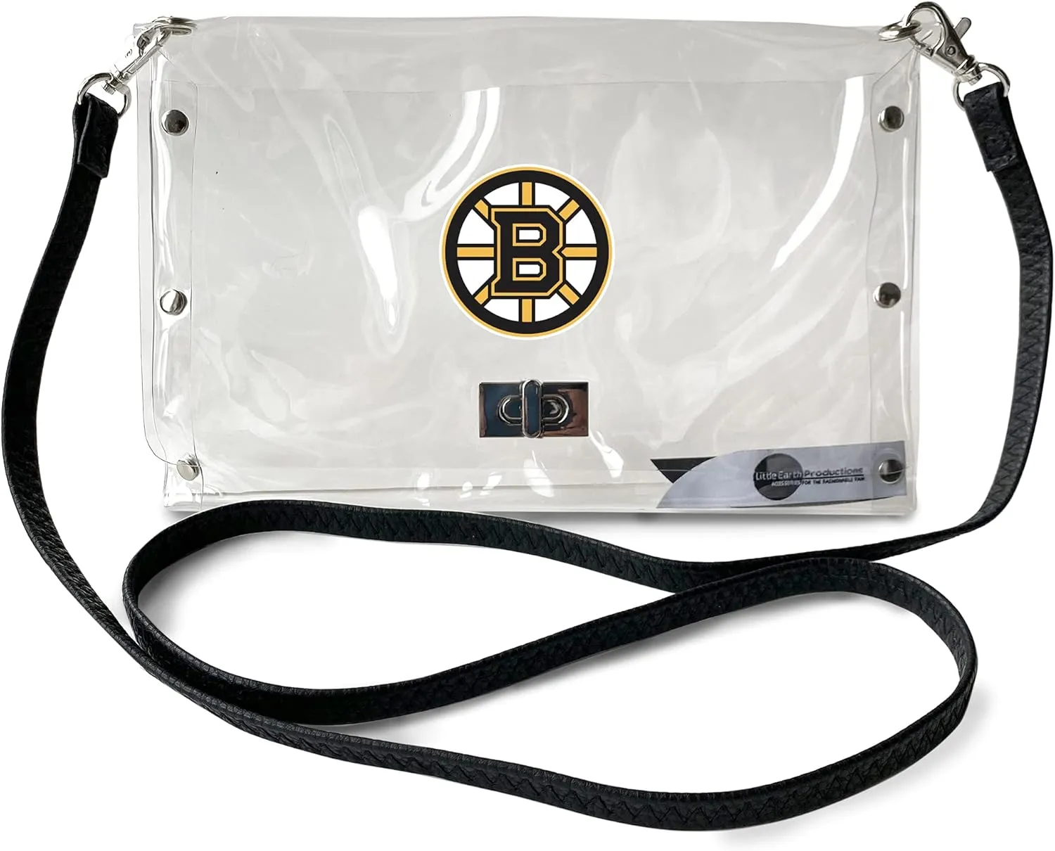 Littlearth Boston Bruins NHL Clear Envelope Purse with Black Fashion Strap
