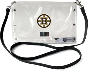 Littlearth Boston Bruins NHL Clear Envelope Purse with Black Fashion Strap