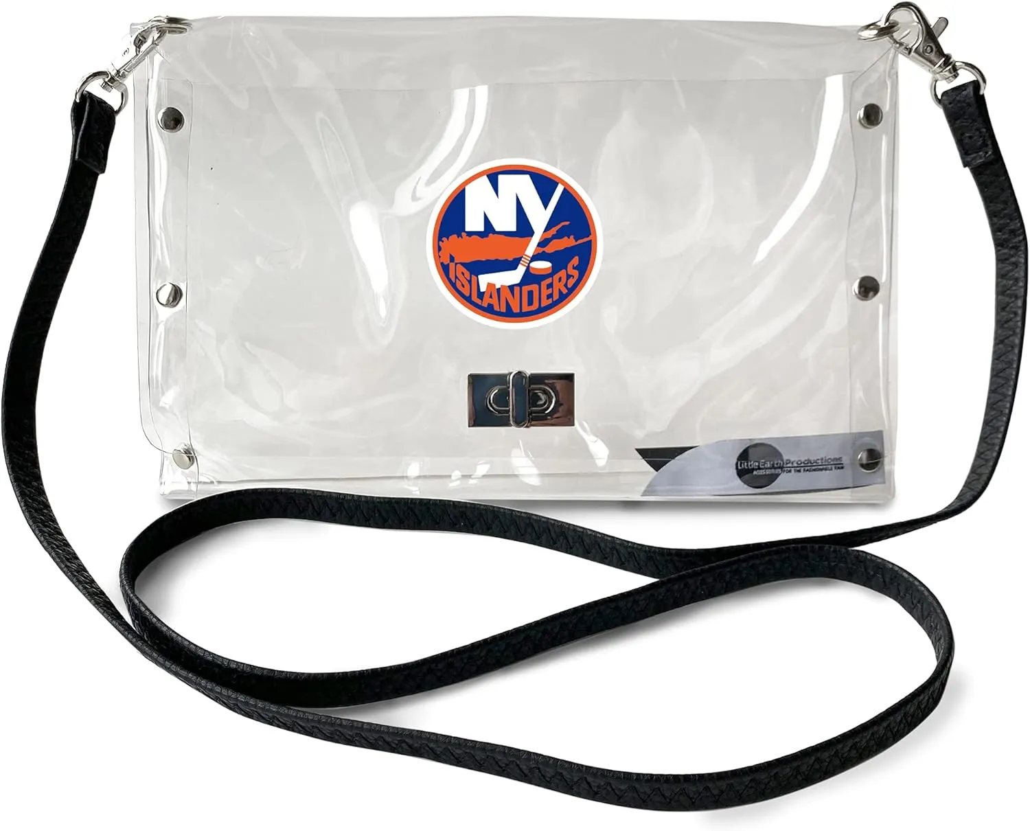 Littlearth New York Islanders NHL Clear Envelope Purse with Black Fashion Strap
