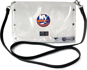 Littlearth New York Islanders NHL Clear Envelope Purse with Black Fashion Strap