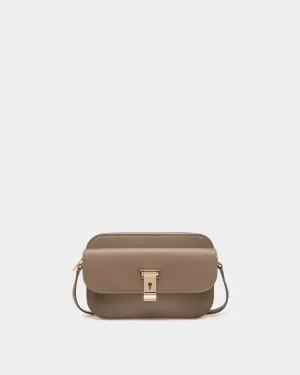 Lock Me Small Crossbody Bag in Taupe Grained Leather