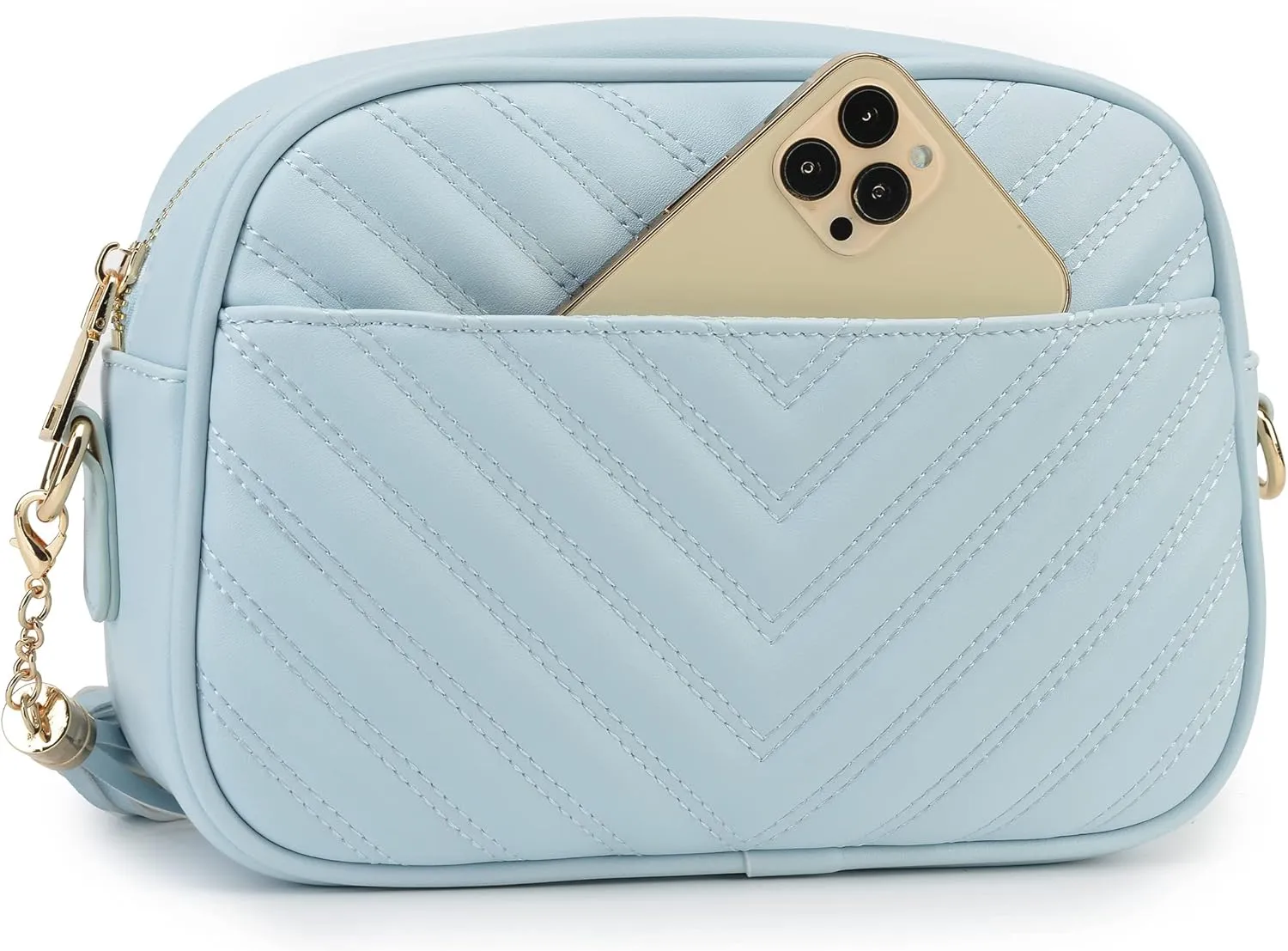 lola mae Quilted Crossbody Bag, Medium Lightweight Shoulder Purse Top Zipper Tassel Accent