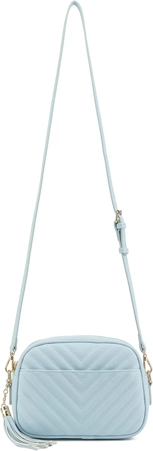 lola mae Quilted Crossbody Bag, Medium Lightweight Shoulder Purse Top Zipper Tassel Accent