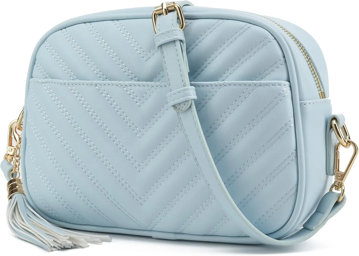 lola mae Quilted Crossbody Bag, Medium Lightweight Shoulder Purse Top Zipper Tassel Accent