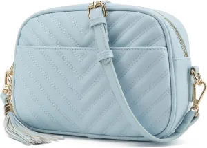 lola mae Quilted Crossbody Bag, Medium Lightweight Shoulder Purse Top Zipper Tassel Accent