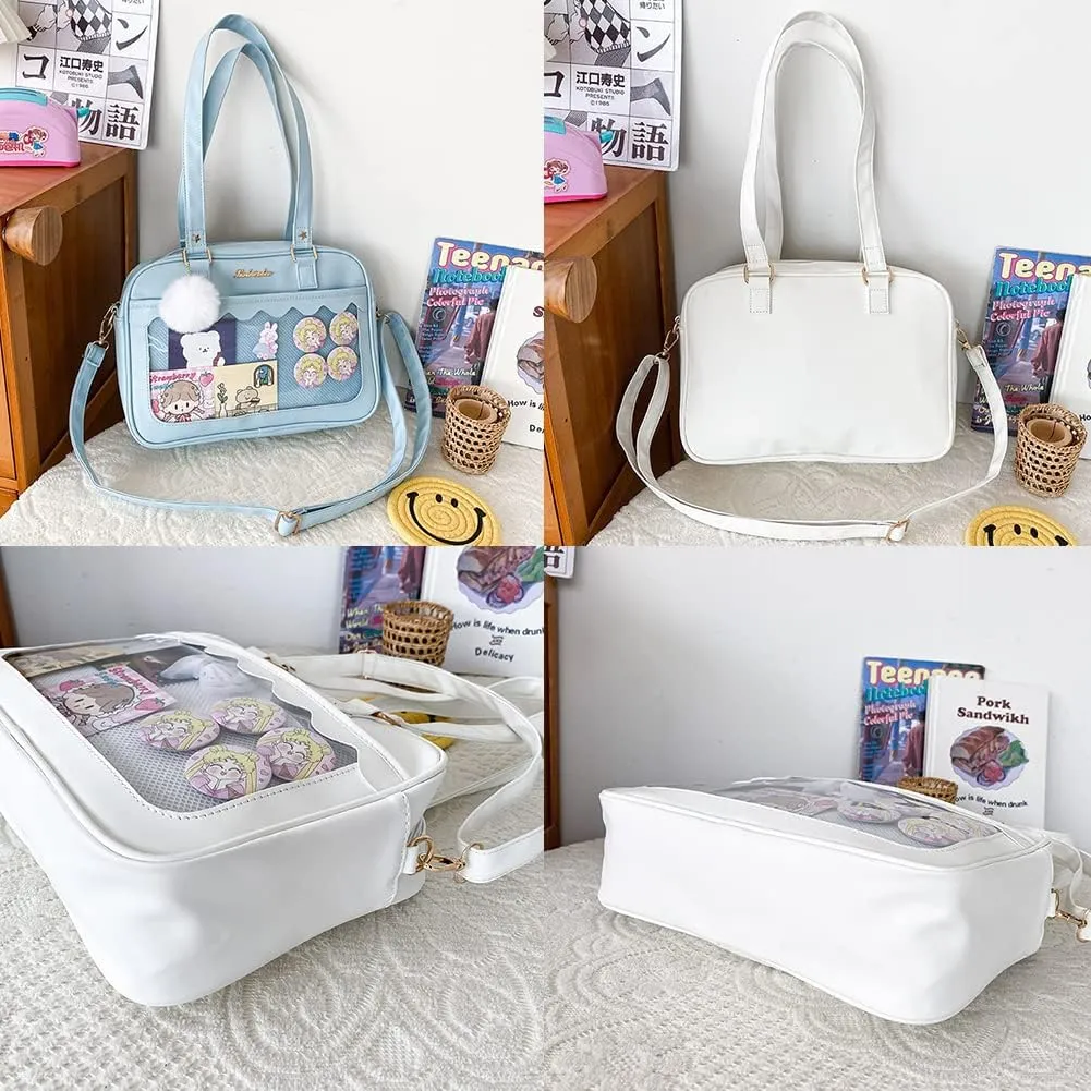 Lolita ITA Bag with Insert Pin Display,Anime Cosplay Shoulder Bag,Women Crossbody Bag,PU Leather Kawaii Purse