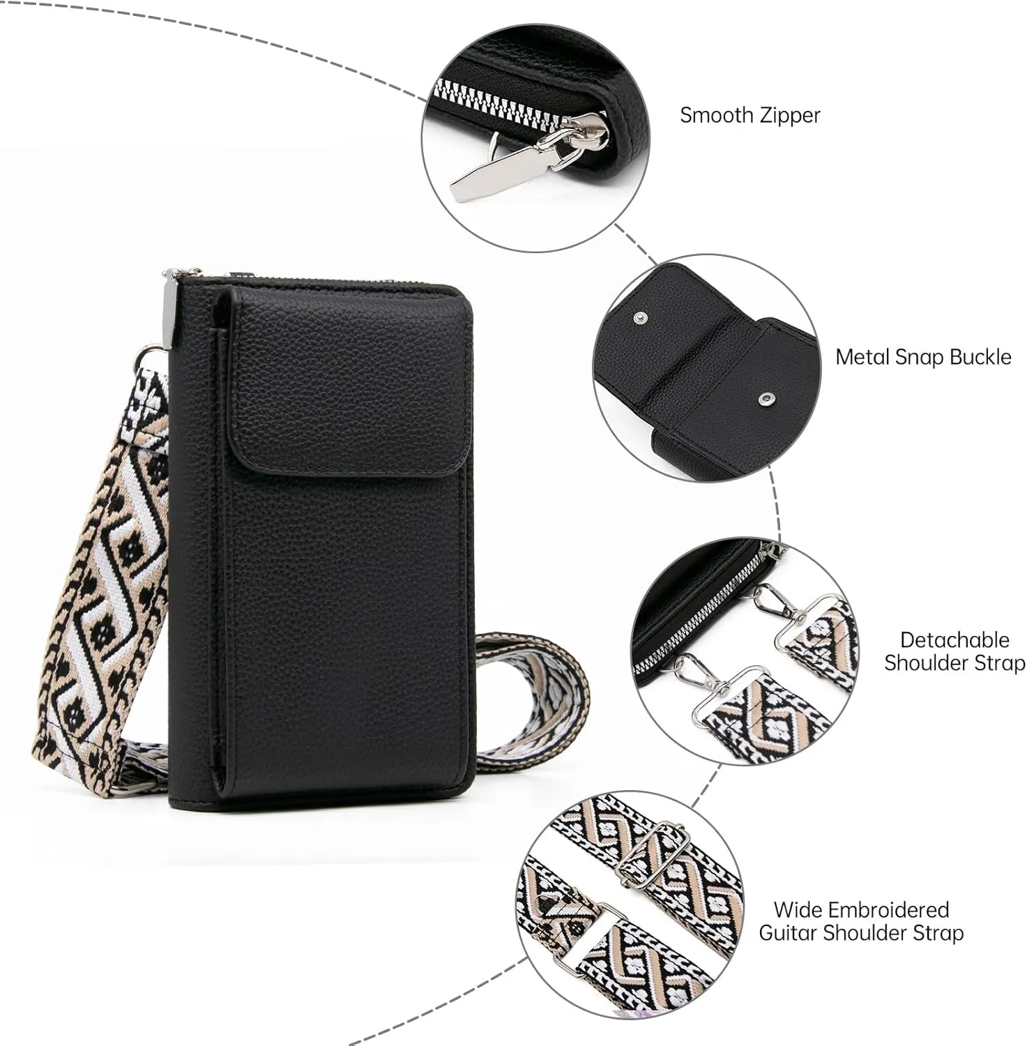 Long Keeper Crossbody Cellphone Wallet Women Small Vegan Leather Phone Purse with Coin Pouch Card Holder Handbag for Travel
