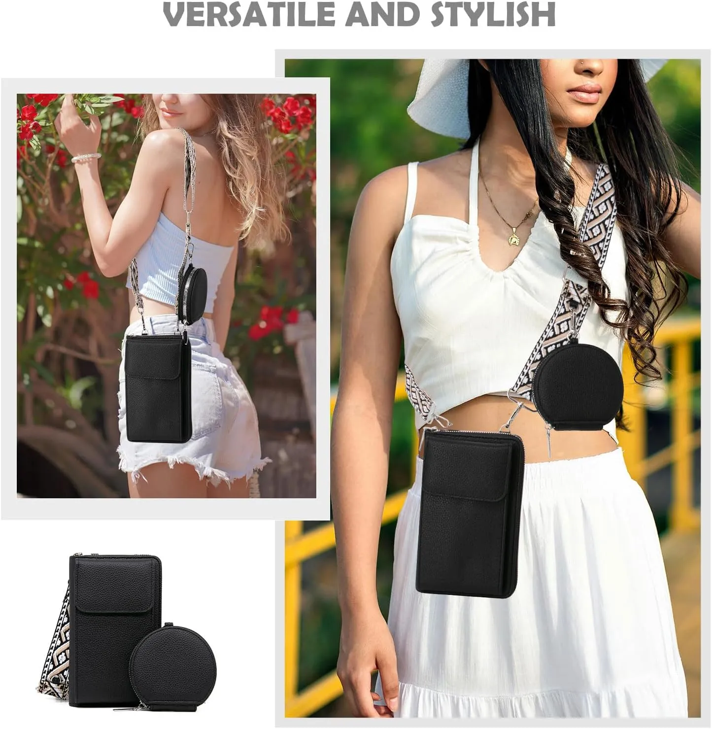 Long Keeper Crossbody Cellphone Wallet Women Small Vegan Leather Phone Purse with Coin Pouch Card Holder Handbag for Travel