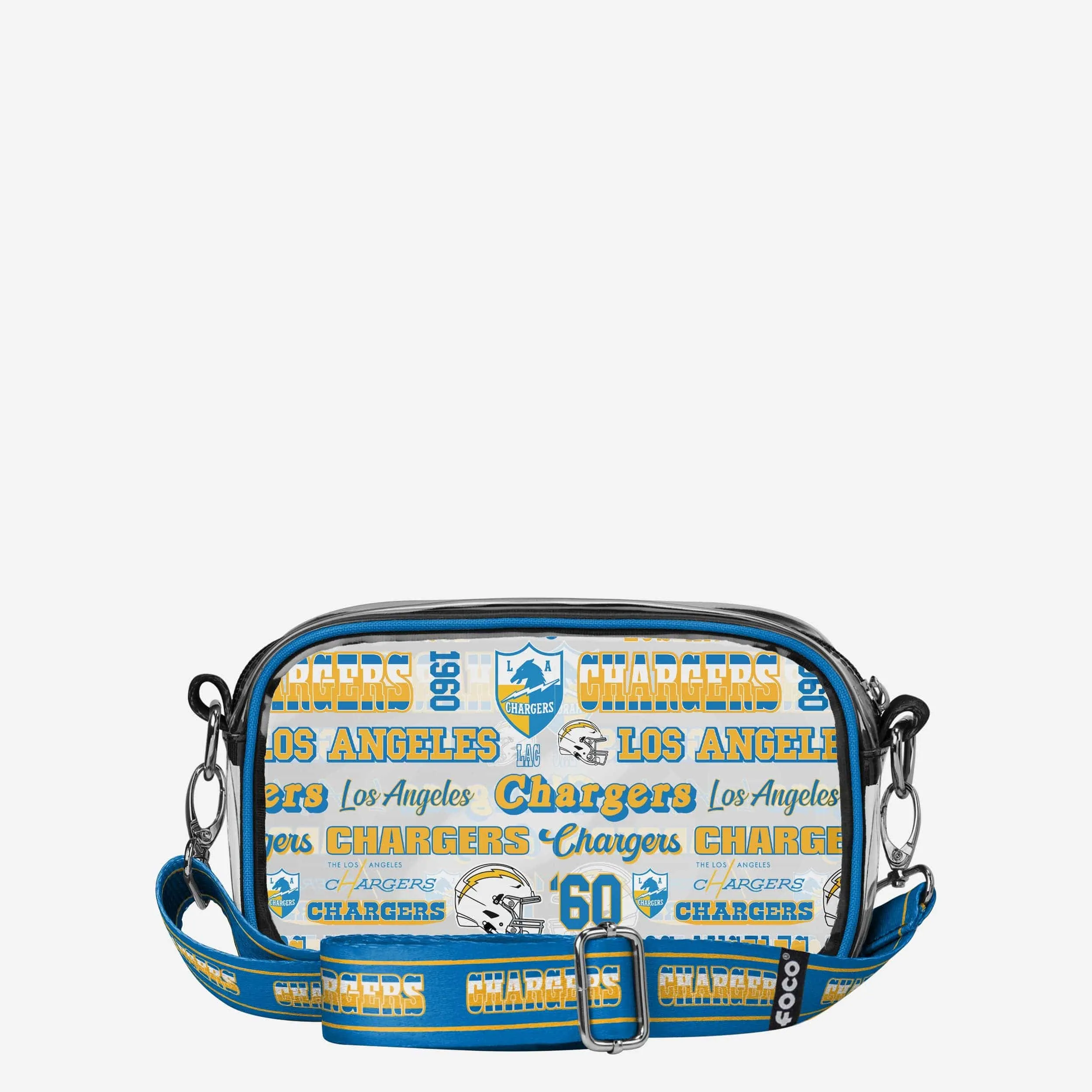 Los Angeles Chargers Repeat Retro Print Clear Crossbody Bag