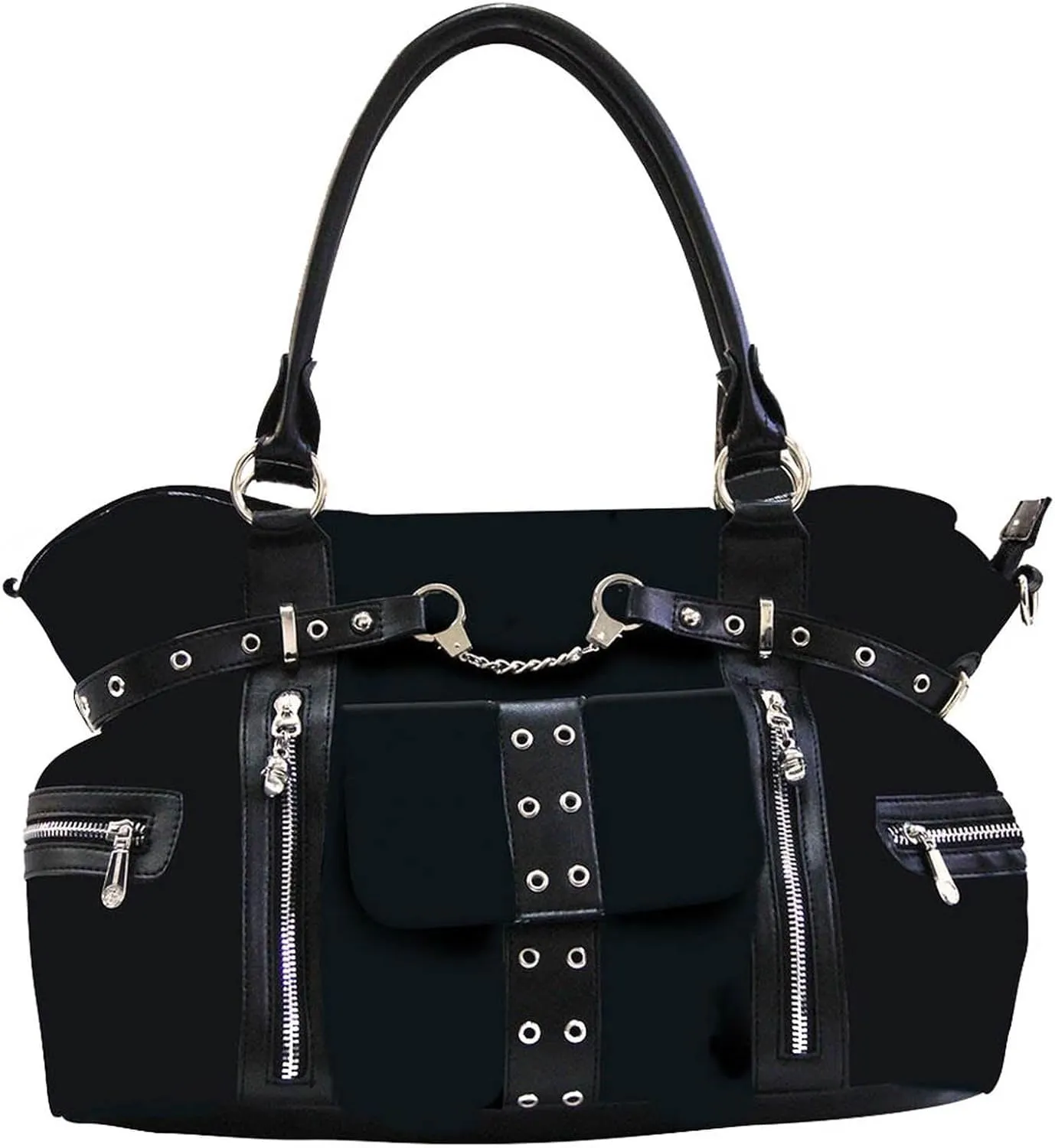 Lost Queen Rise Up Handcuff Vegan Edgy Punk Rock Black Crossbody Bag Purse