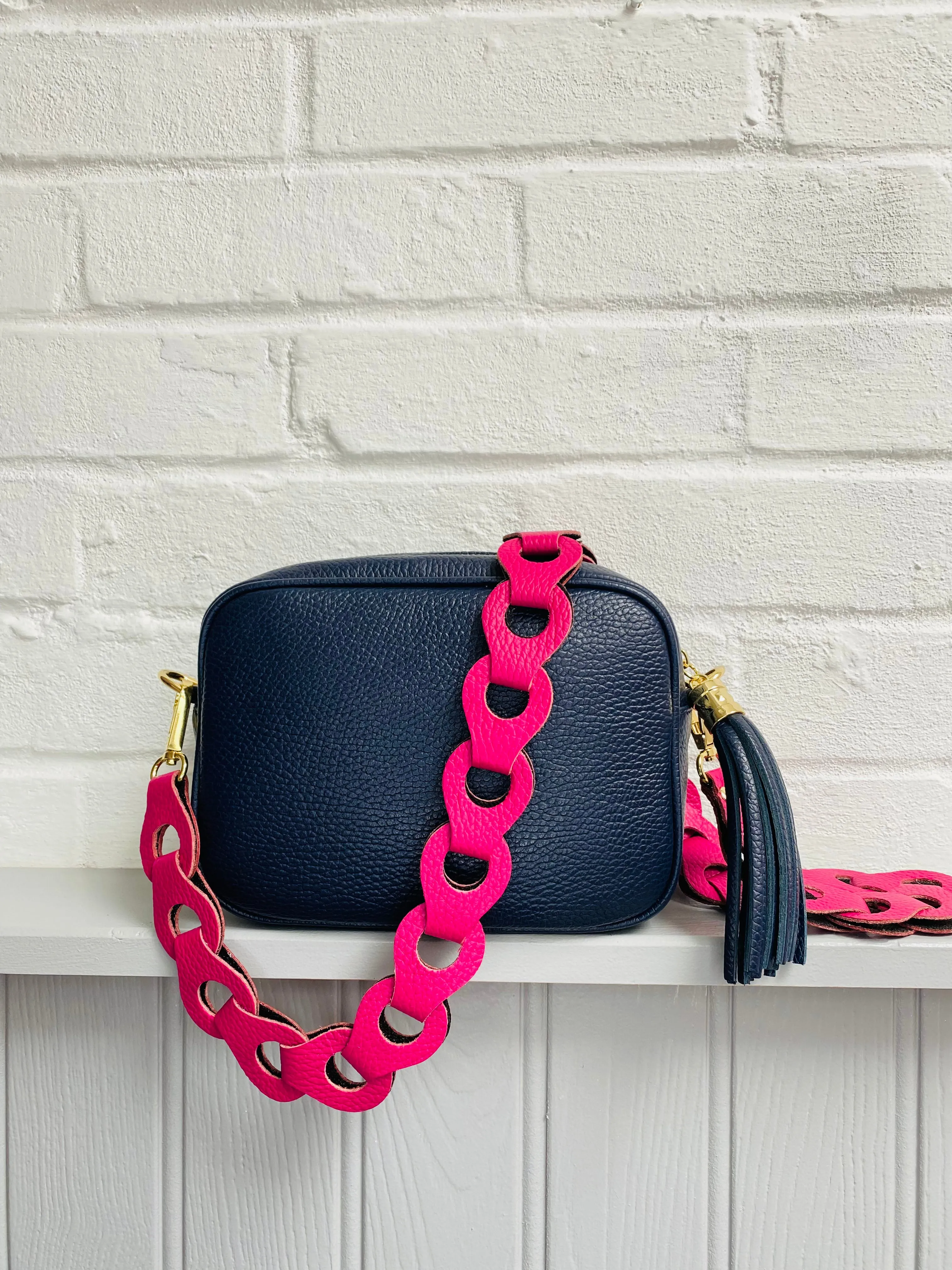 Lottie Leather Camera Bag | Navy