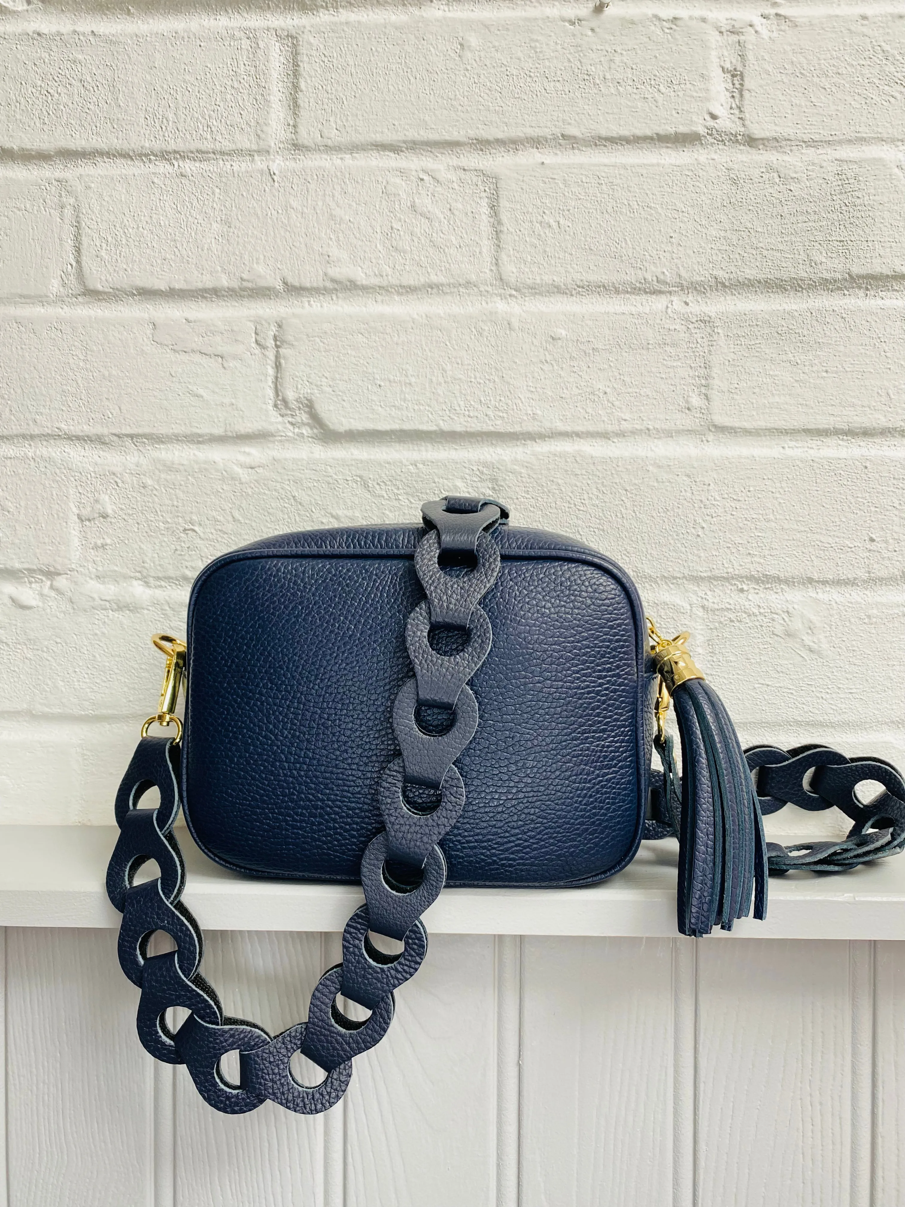 Lottie Leather Camera Bag | Navy