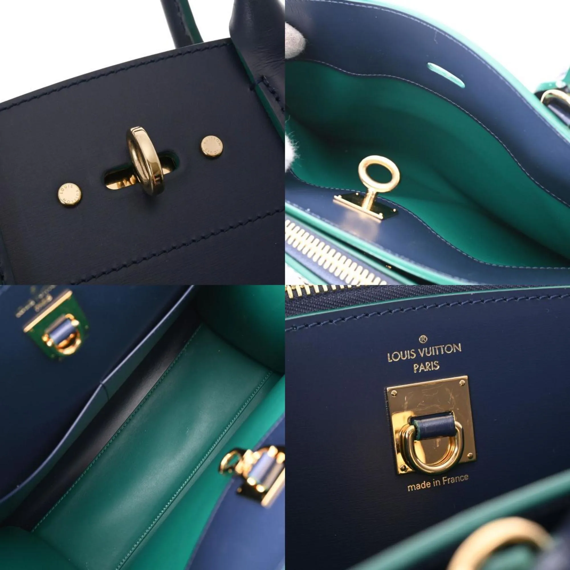 LOUIS VUITTON City Steamer MM Navy/Green Women's Leather Bag