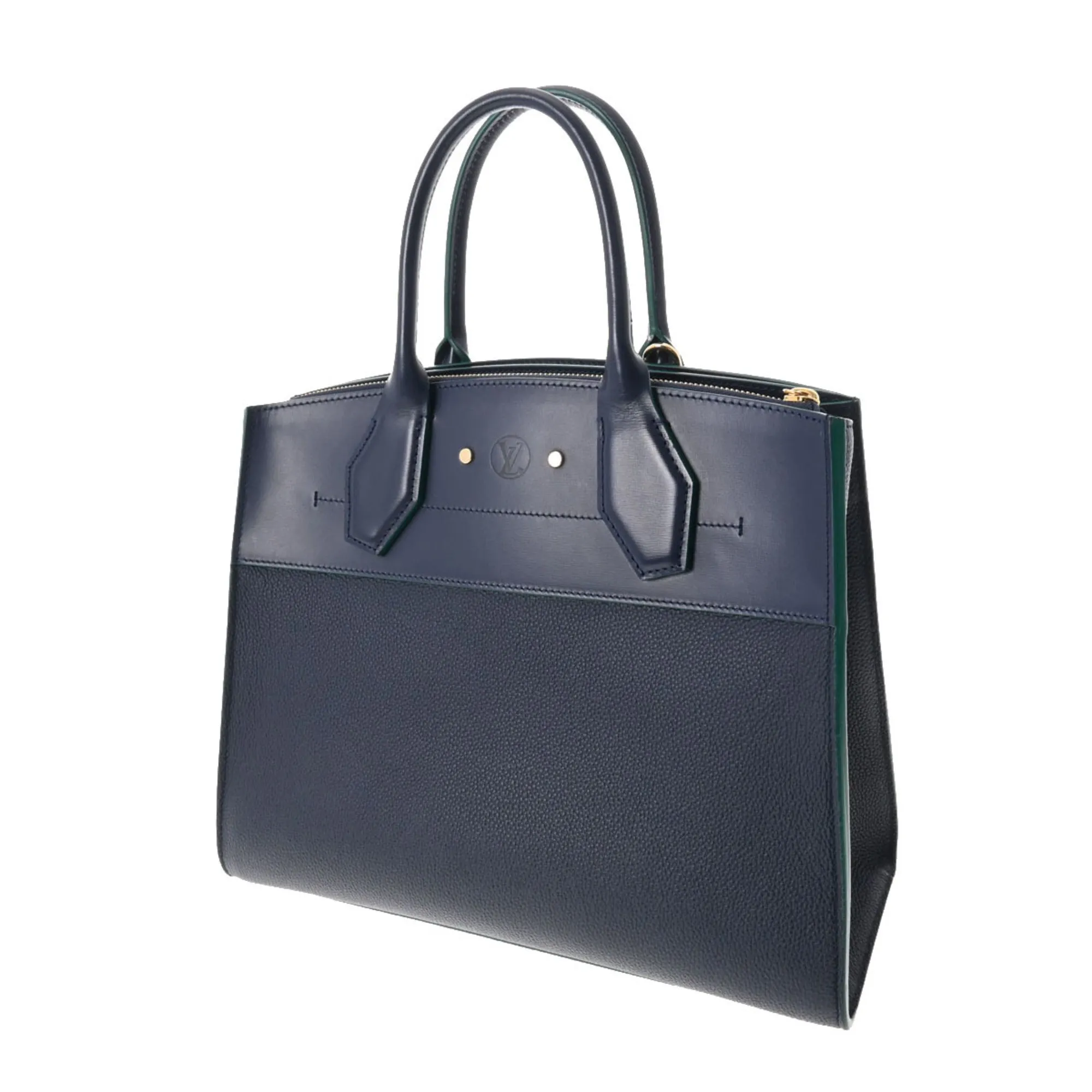 LOUIS VUITTON City Steamer MM Navy/Green Women's Leather Bag