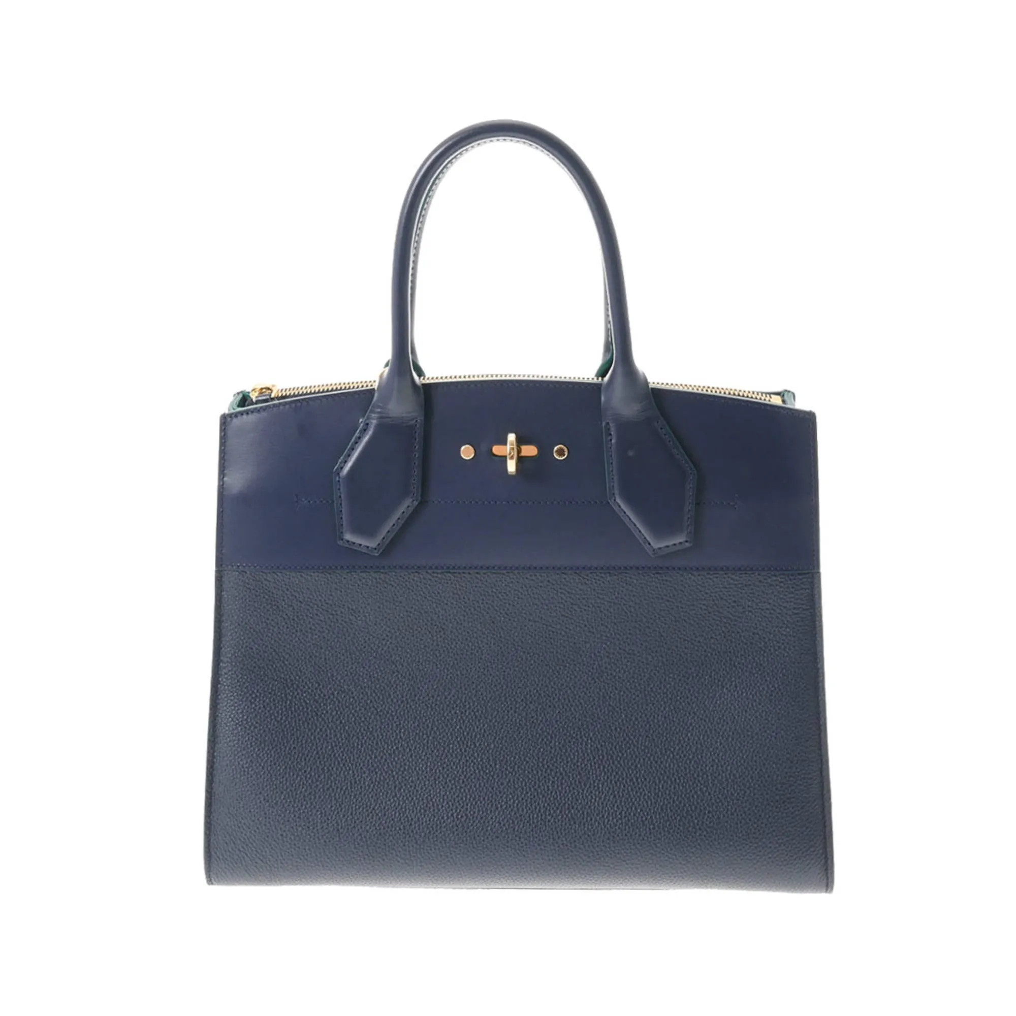 LOUIS VUITTON City Steamer MM Navy/Green Women's Leather Bag