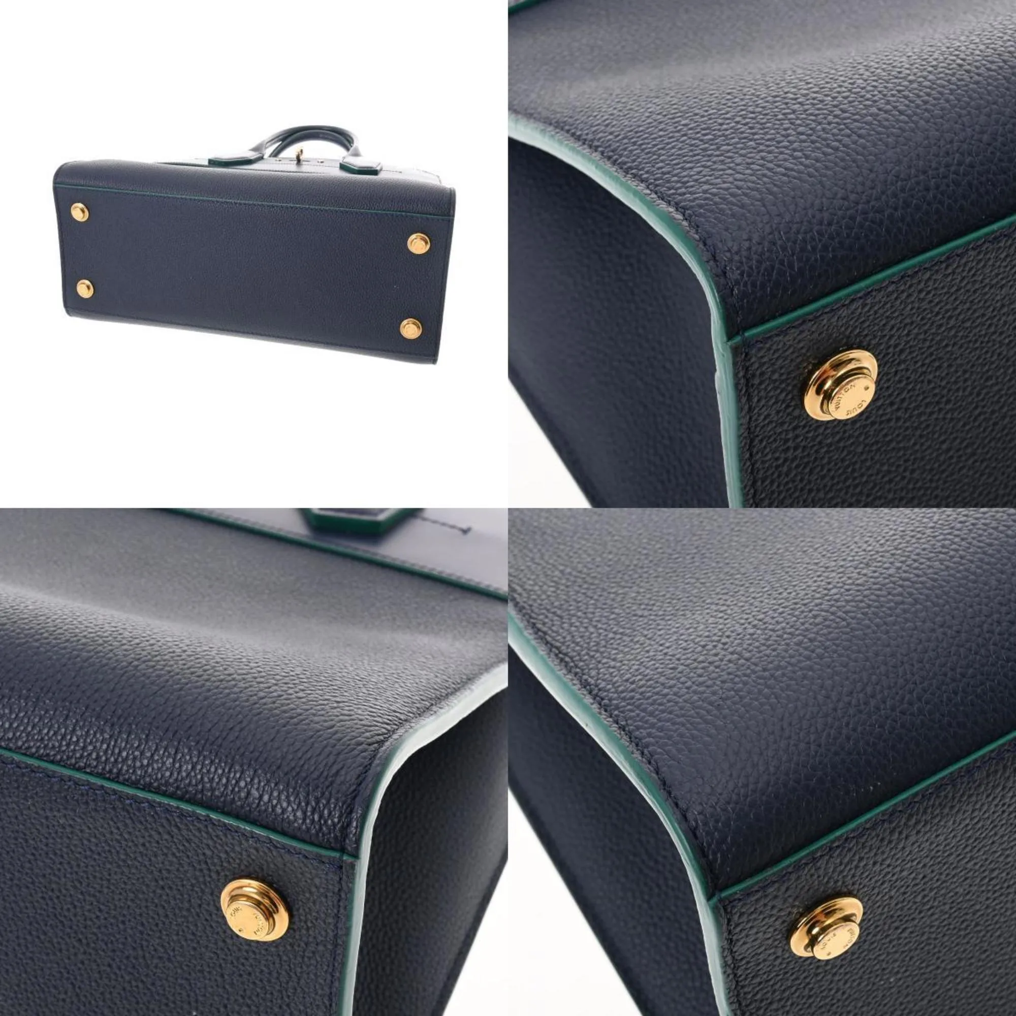 LOUIS VUITTON City Steamer MM Navy/Green Women's Leather Bag