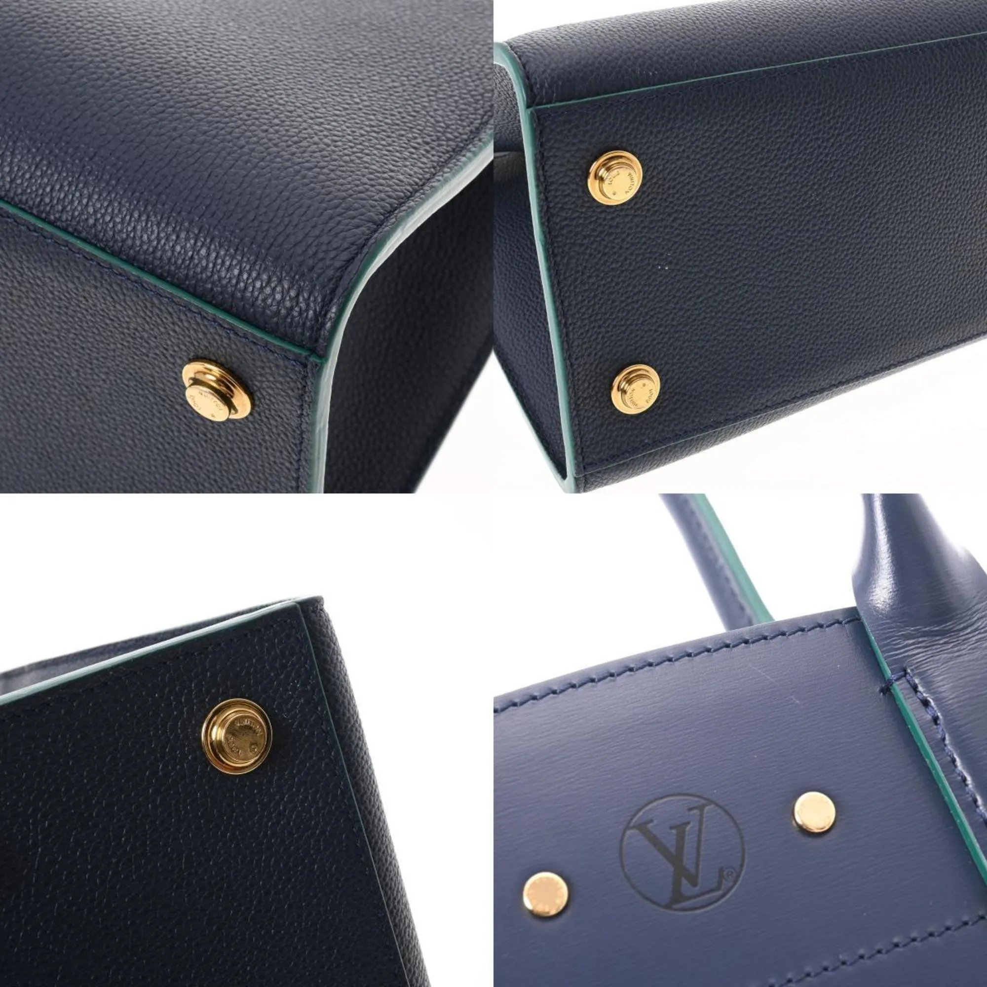 LOUIS VUITTON City Steamer MM Navy/Green Women's Leather Bag