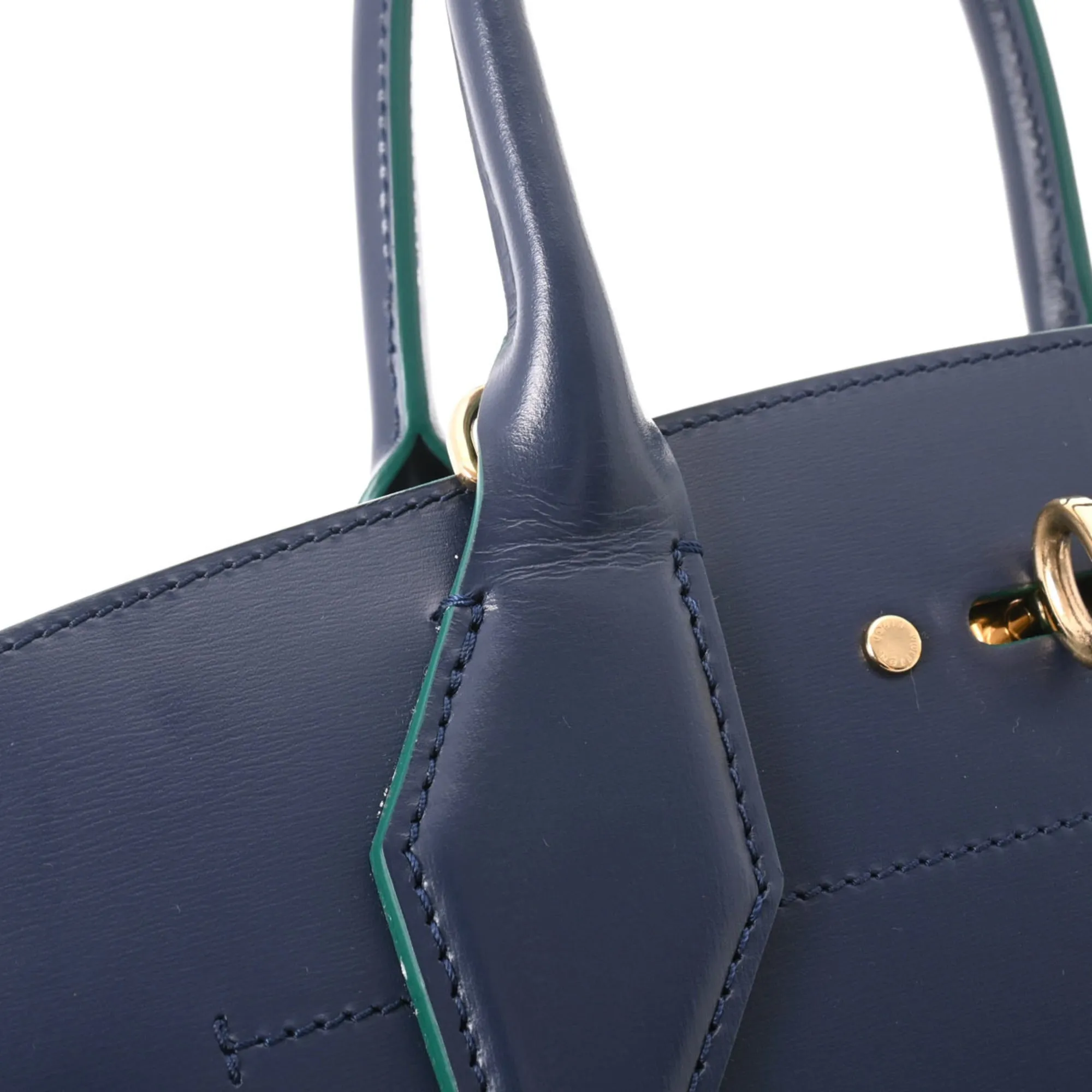 LOUIS VUITTON City Steamer MM Navy/Green Women's Leather Bag