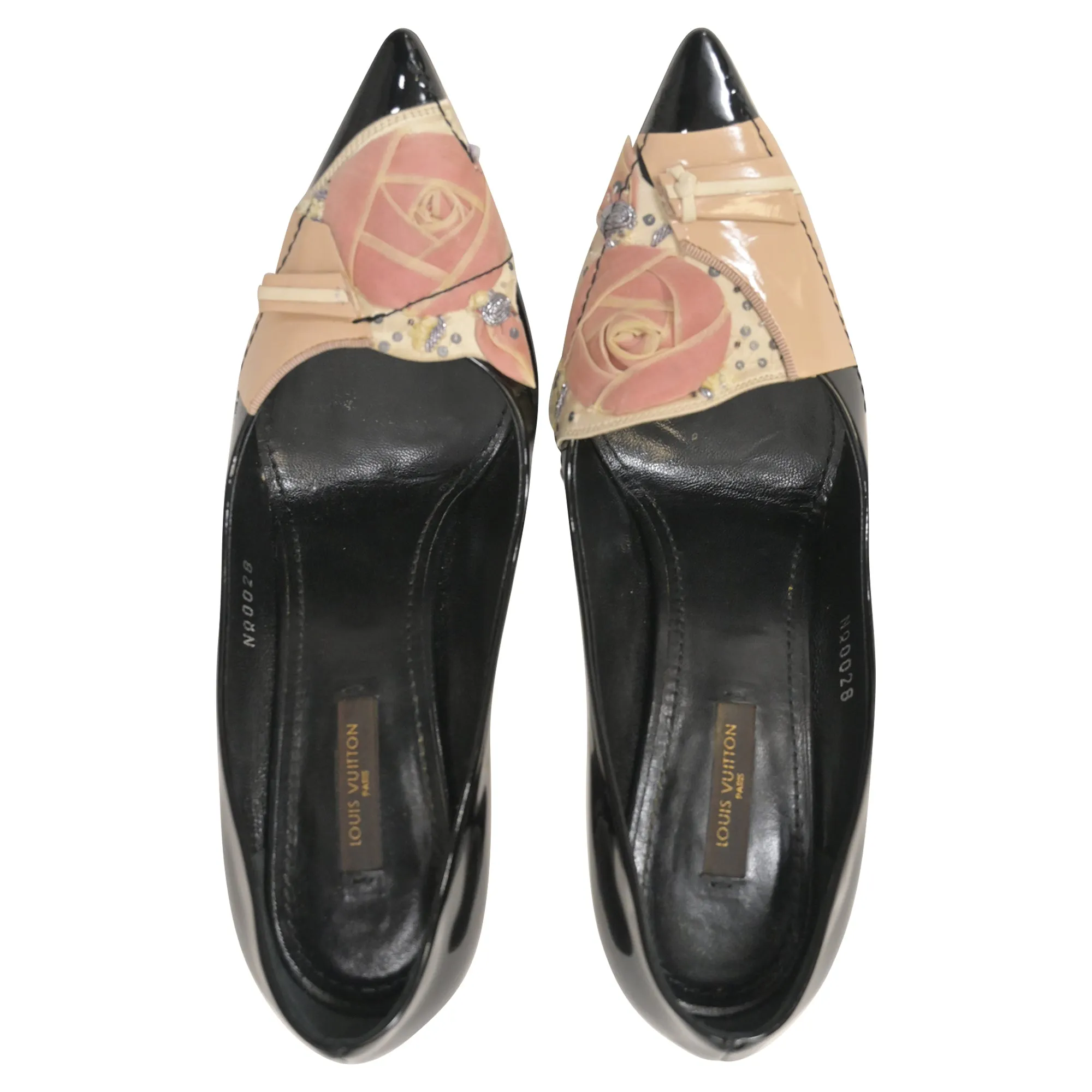 Louis Vuitton Embellished Pumps in Black Patent Leather