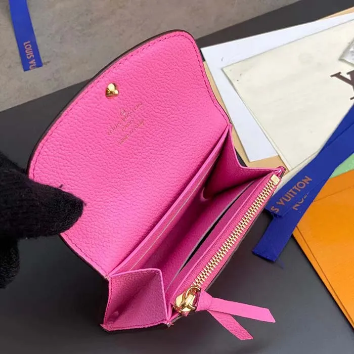 Louis Vuitton LV Unisex Rosalie Coin Purse Pink Monogram Empreinte Embossed Supple Grained Cowhide Leather