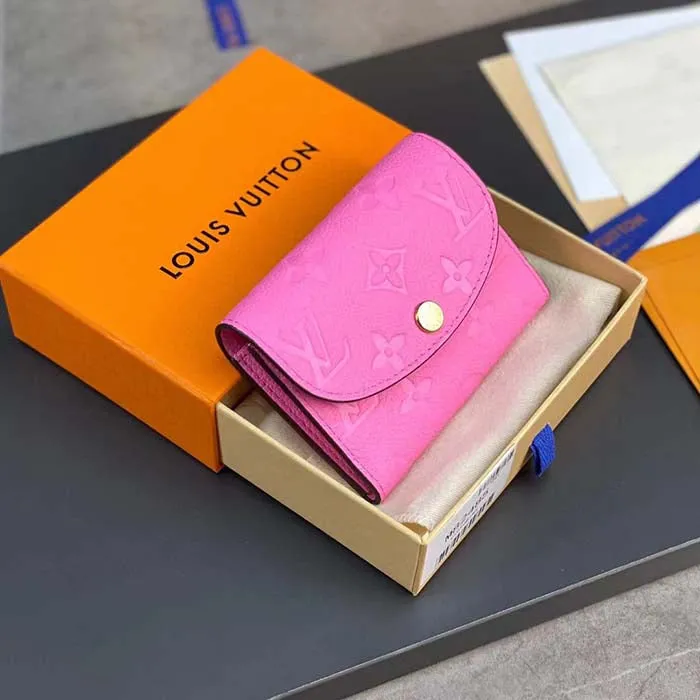 Louis Vuitton LV Unisex Rosalie Coin Purse Pink Monogram Empreinte Embossed Supple Grained Cowhide Leather