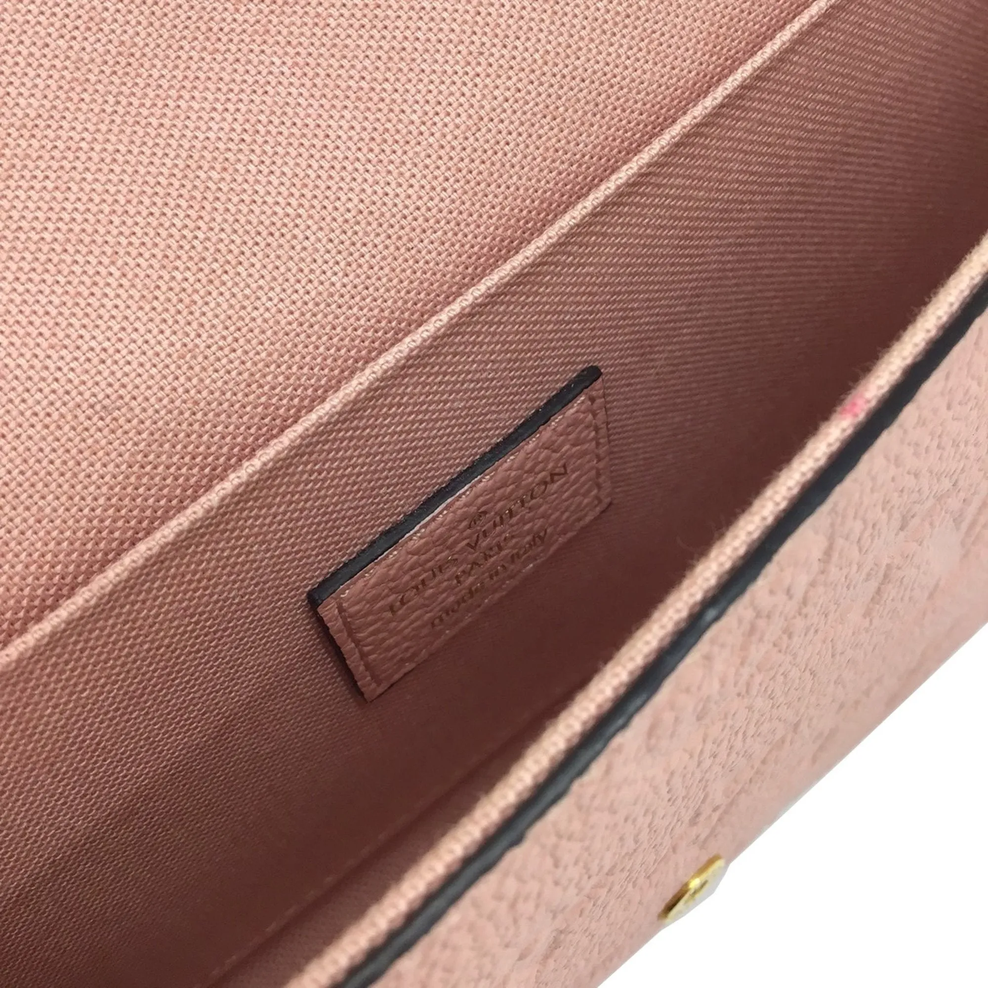 LOUIS VUITTON Monogram Implant Pochette Felicie M67856 Chain Wallet Bag Pink G Hardware Gold Rose Ballerine Women's