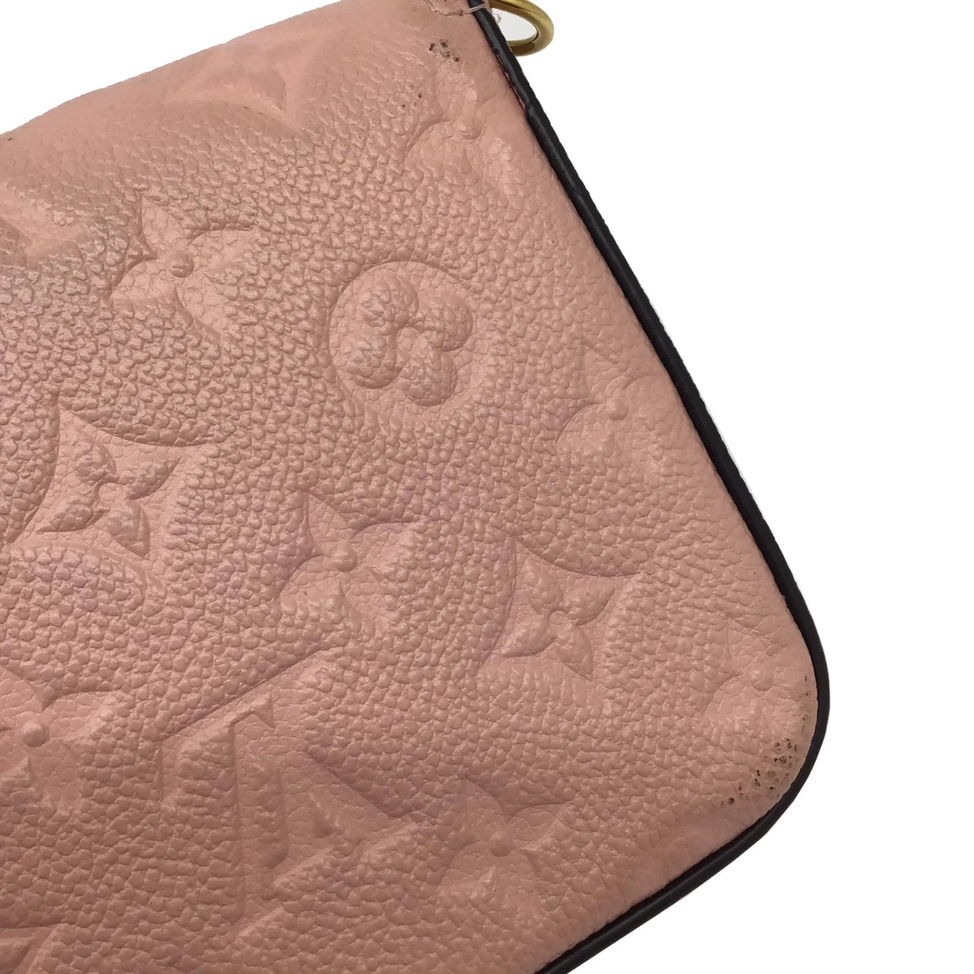 LOUIS VUITTON Monogram Implant Pochette Felicie M67856 Chain Wallet Bag Pink G Hardware Gold Rose Ballerine Women's