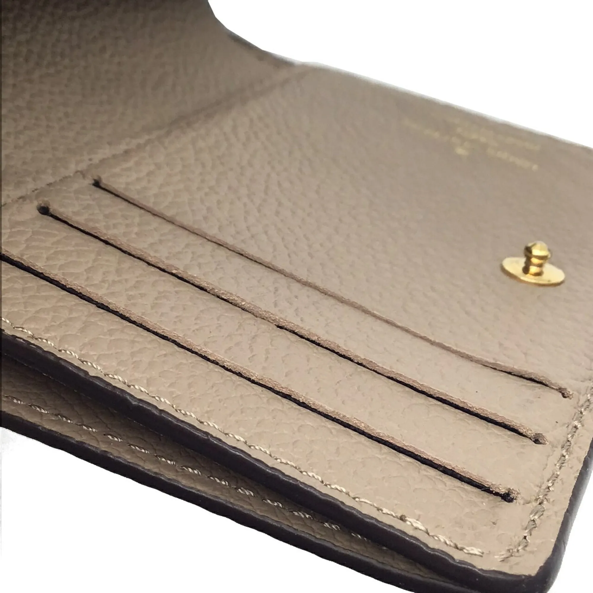 LOUIS VUITTON Monogram Implant Portefeuille Claire M80152 Bifold Wallet Compact Leather Tourtrell Greige Women's