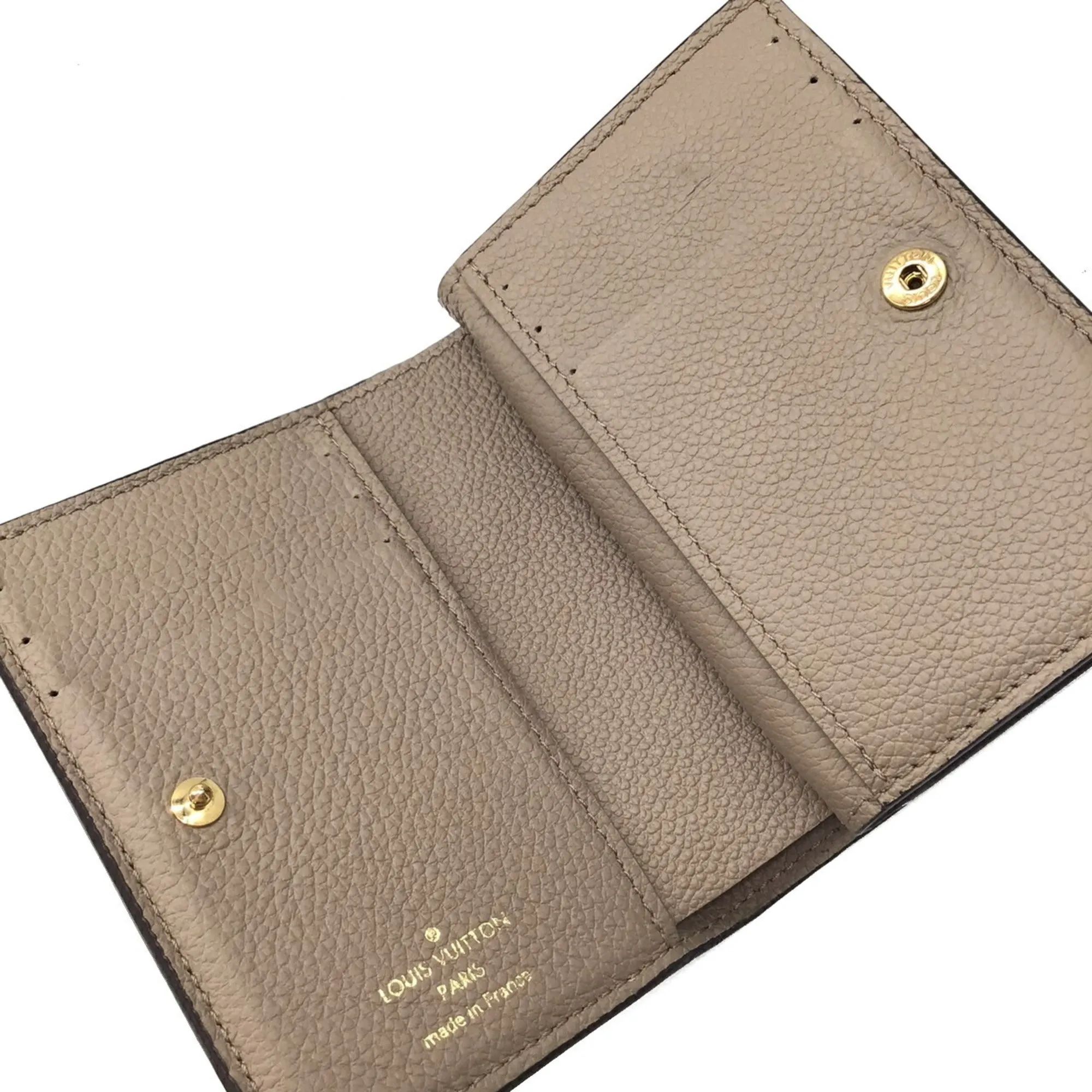 LOUIS VUITTON Monogram Implant Portefeuille Claire M80152 Bifold Wallet Compact Leather Tourtrell Greige Women's