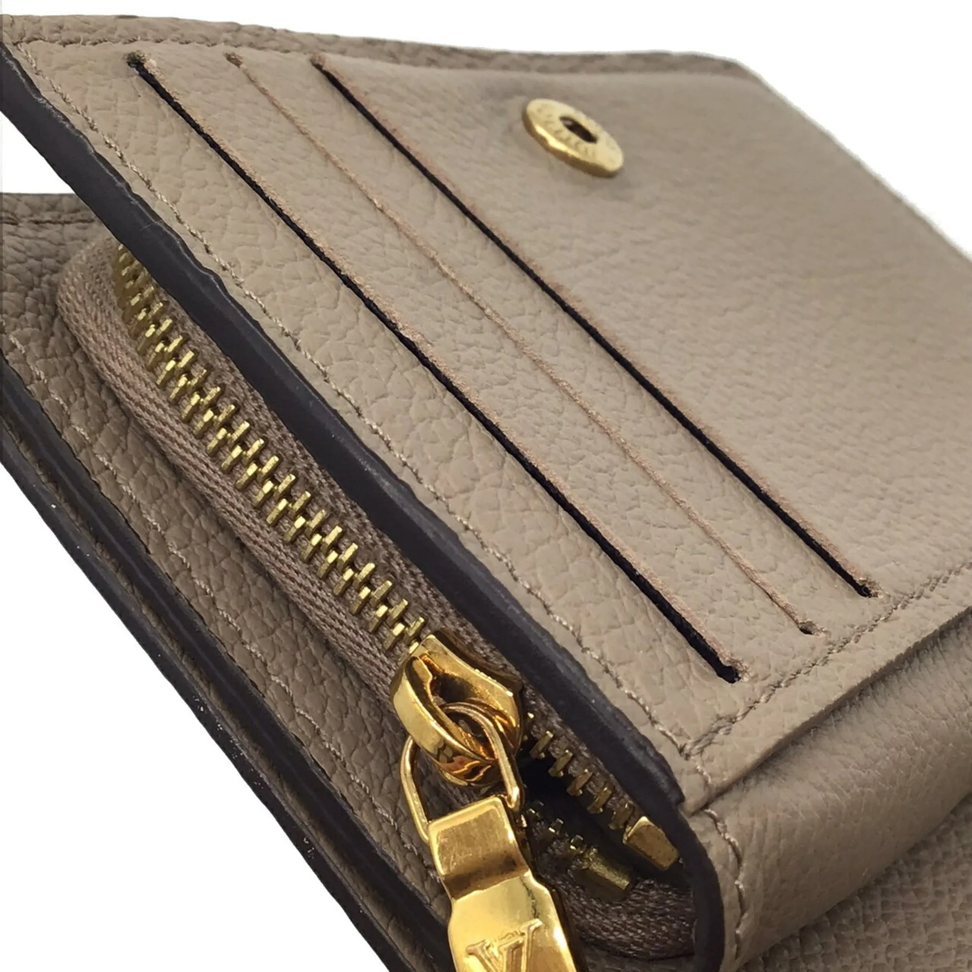 LOUIS VUITTON Monogram Implant Portefeuille Claire M80152 Bifold Wallet Compact Leather Tourtrell Greige Women's