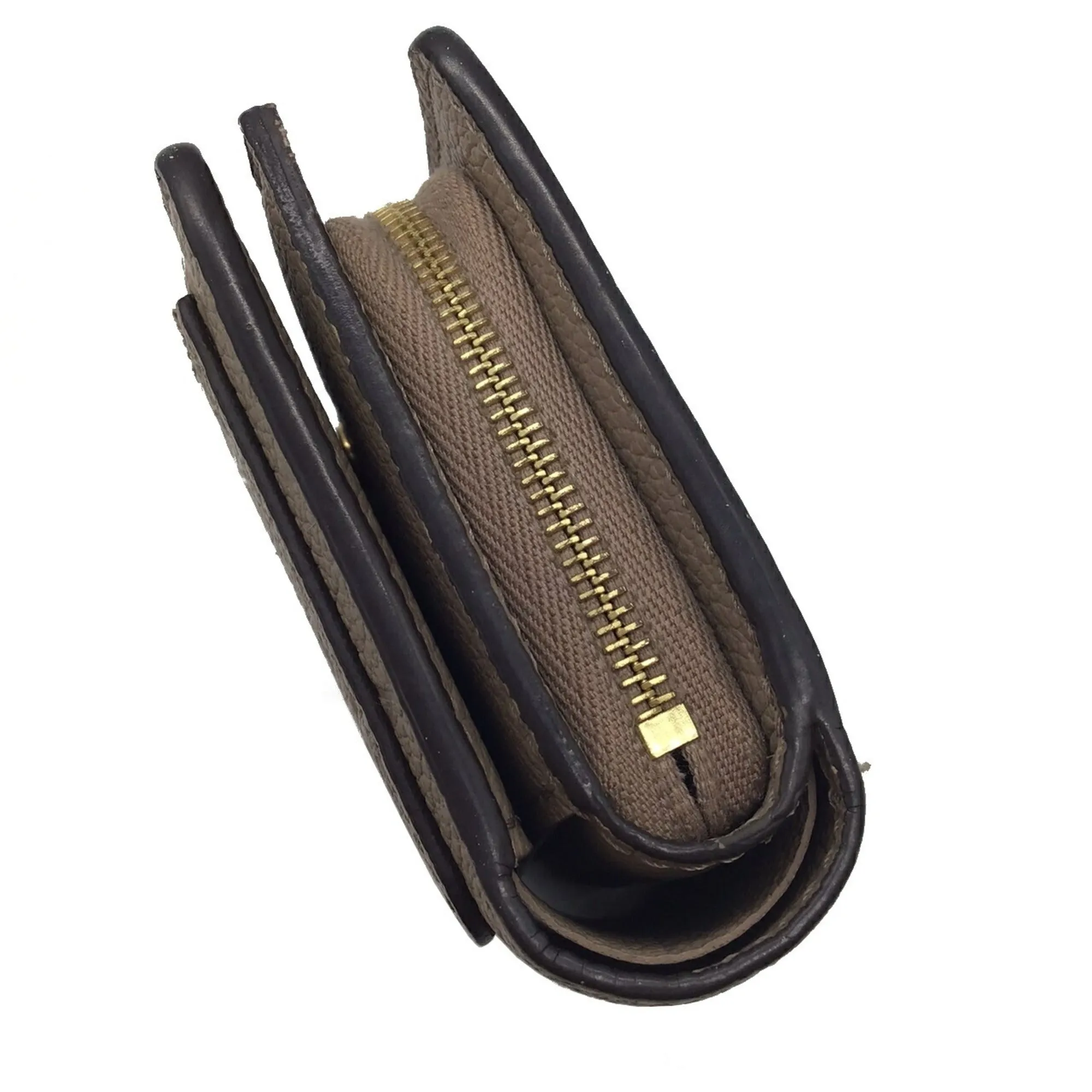 LOUIS VUITTON Monogram Implant Portefeuille Claire M80152 Bifold Wallet Compact Leather Tourtrell Greige Women's