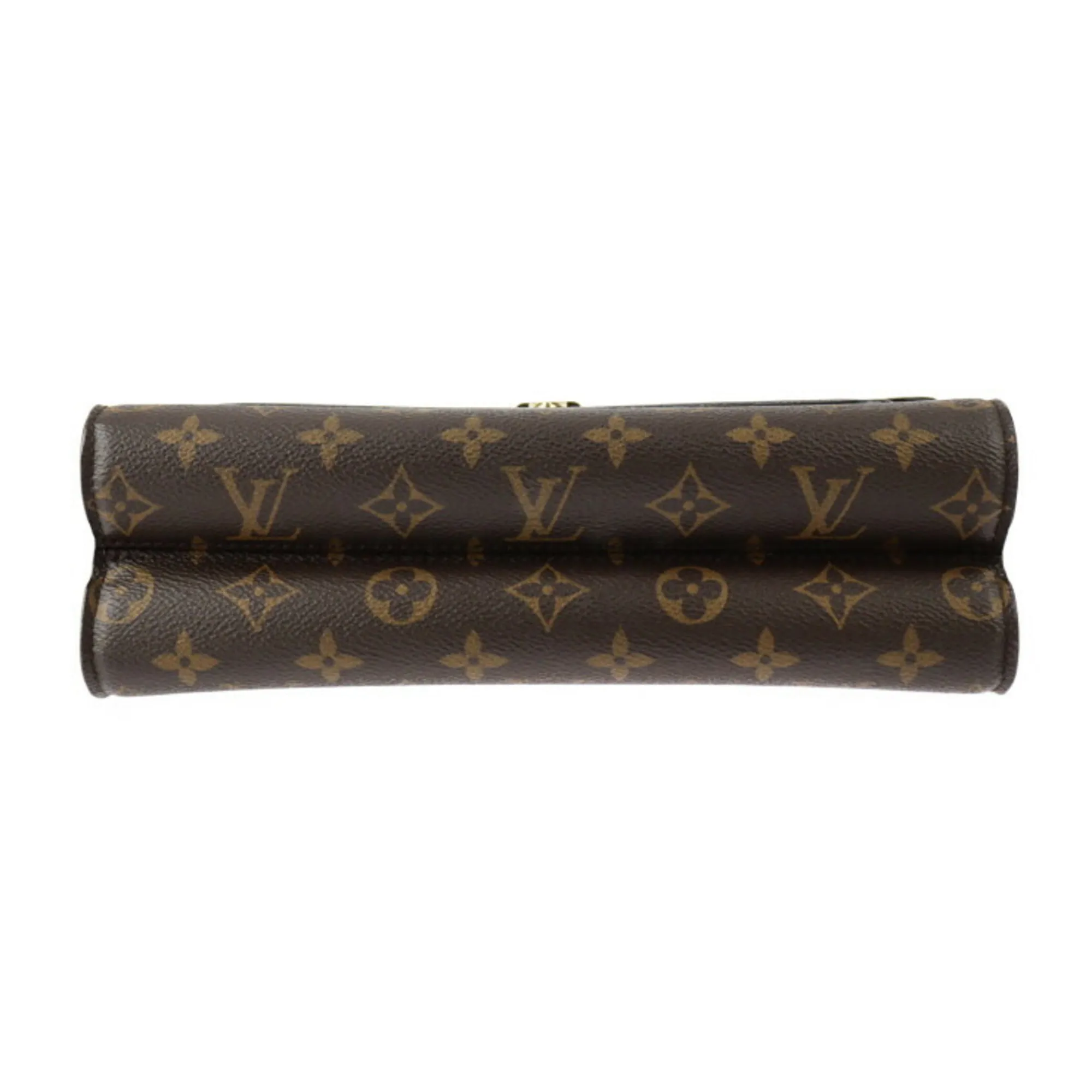 LOUIS VUITTON Victoire Shoulder Bag M41730 Monogram Canvas Calfskin Brown Black Gold Hardware Chain