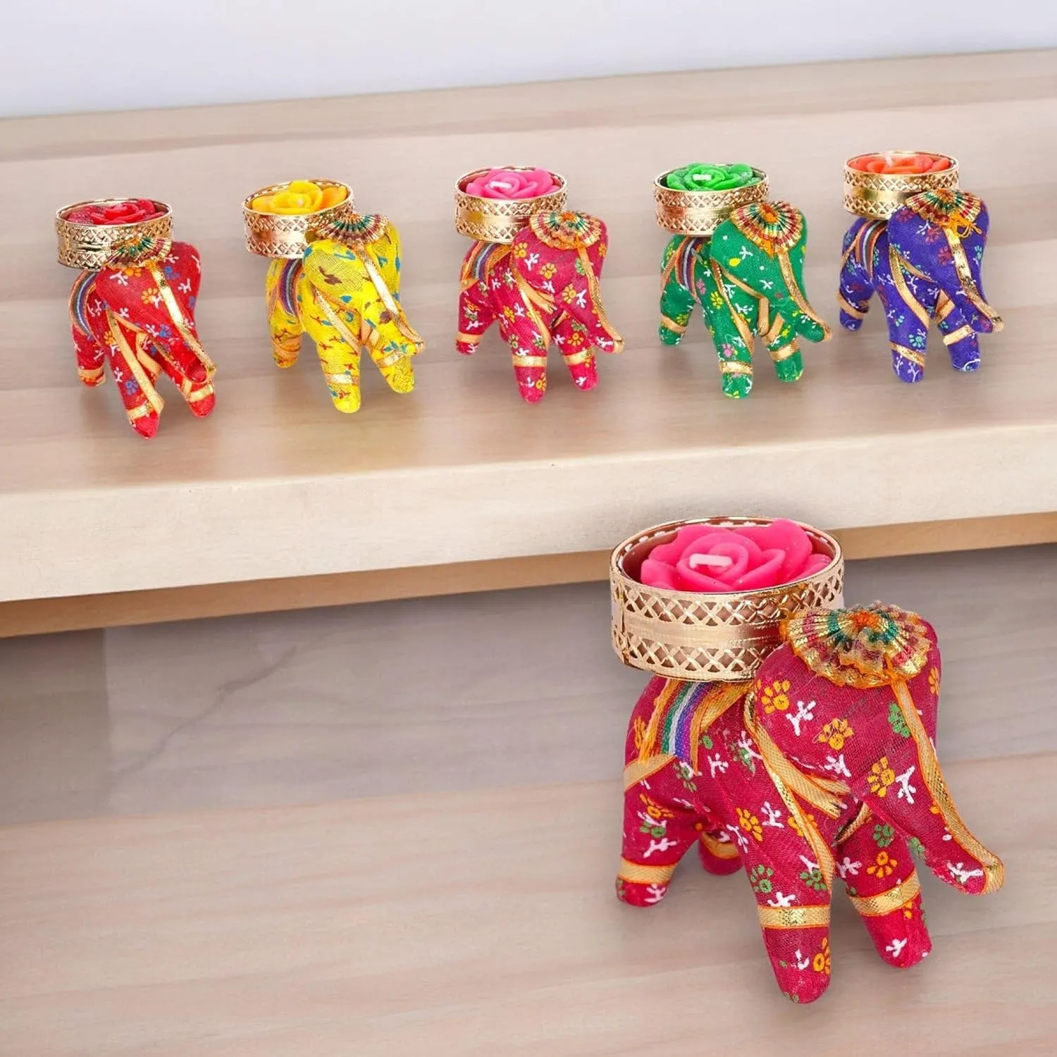 LOVENSPIRE Diwali Gift Hamper Indian Festival Jute Potli Bag with Wind Chime Hanging Elephant Candle Holder Navratri Thanksgiving Christmas Hampers for Employees Friends Relatives - Return Gift Items